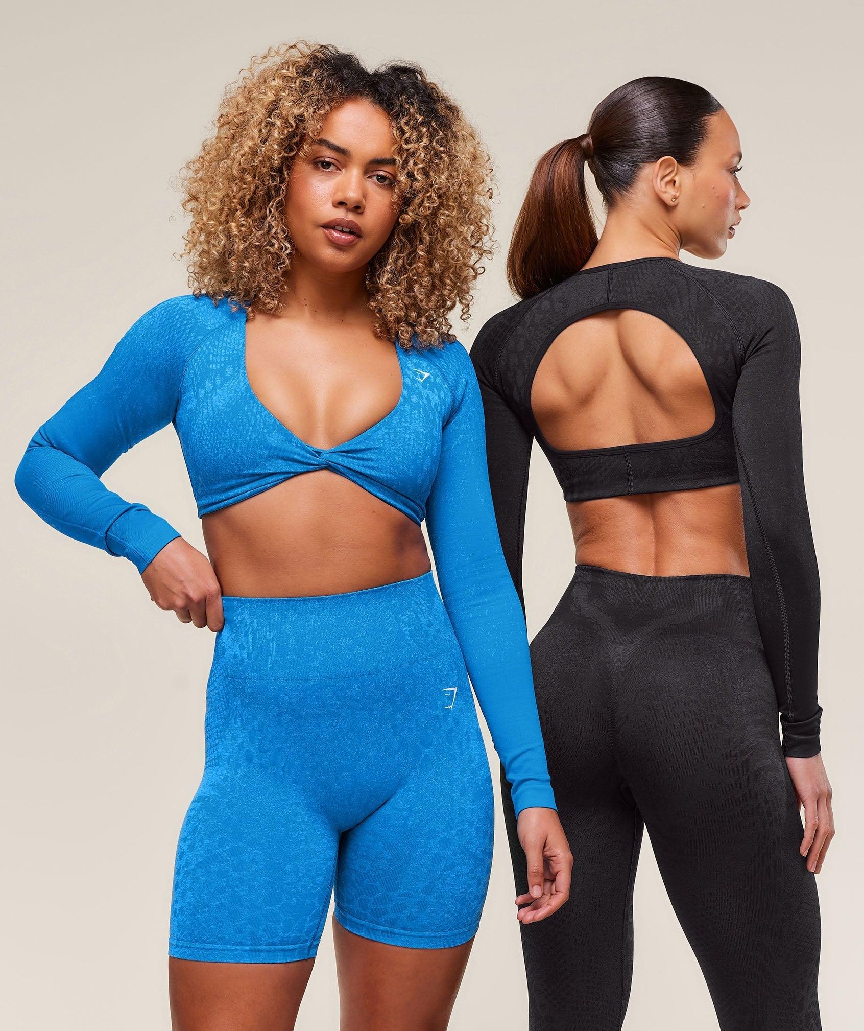 Gymshark Adapt Animal X Whitney Seamless Long Sleeve Top - Black/Asphalt Grey Female Product Image