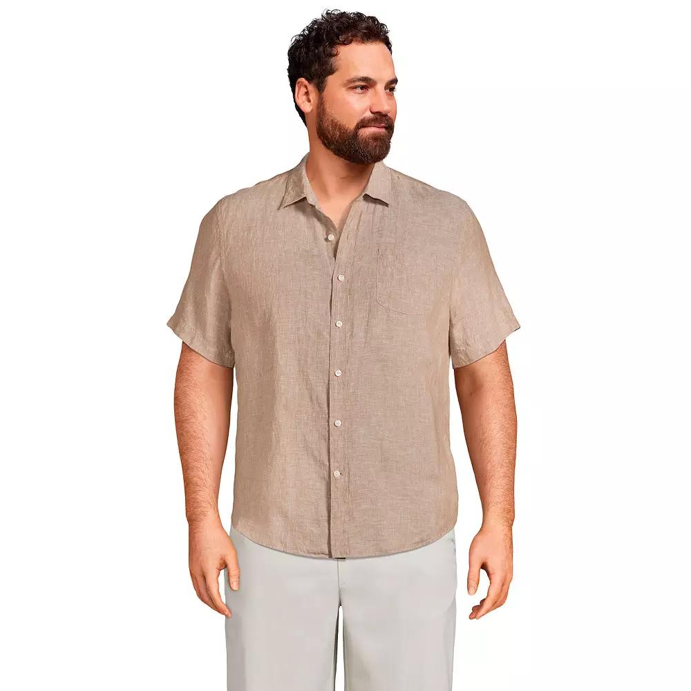 Big & Tall Lands End Traditional-Fit Linen Shirt, Mens Product Image
