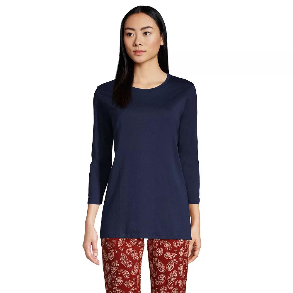 Petite Lands' End 3/4-Sleeve Supima Cotton Crewneck Tunic, Women's,  Product Image