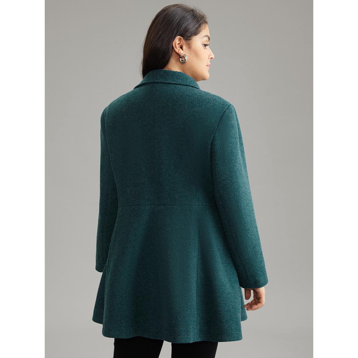 Plus Size Solid Lapel Collar Button Up Coat Women Cyan Elegant Plain Ladies Everyday Winter Coats BloomChic 14-16/1X Product Image