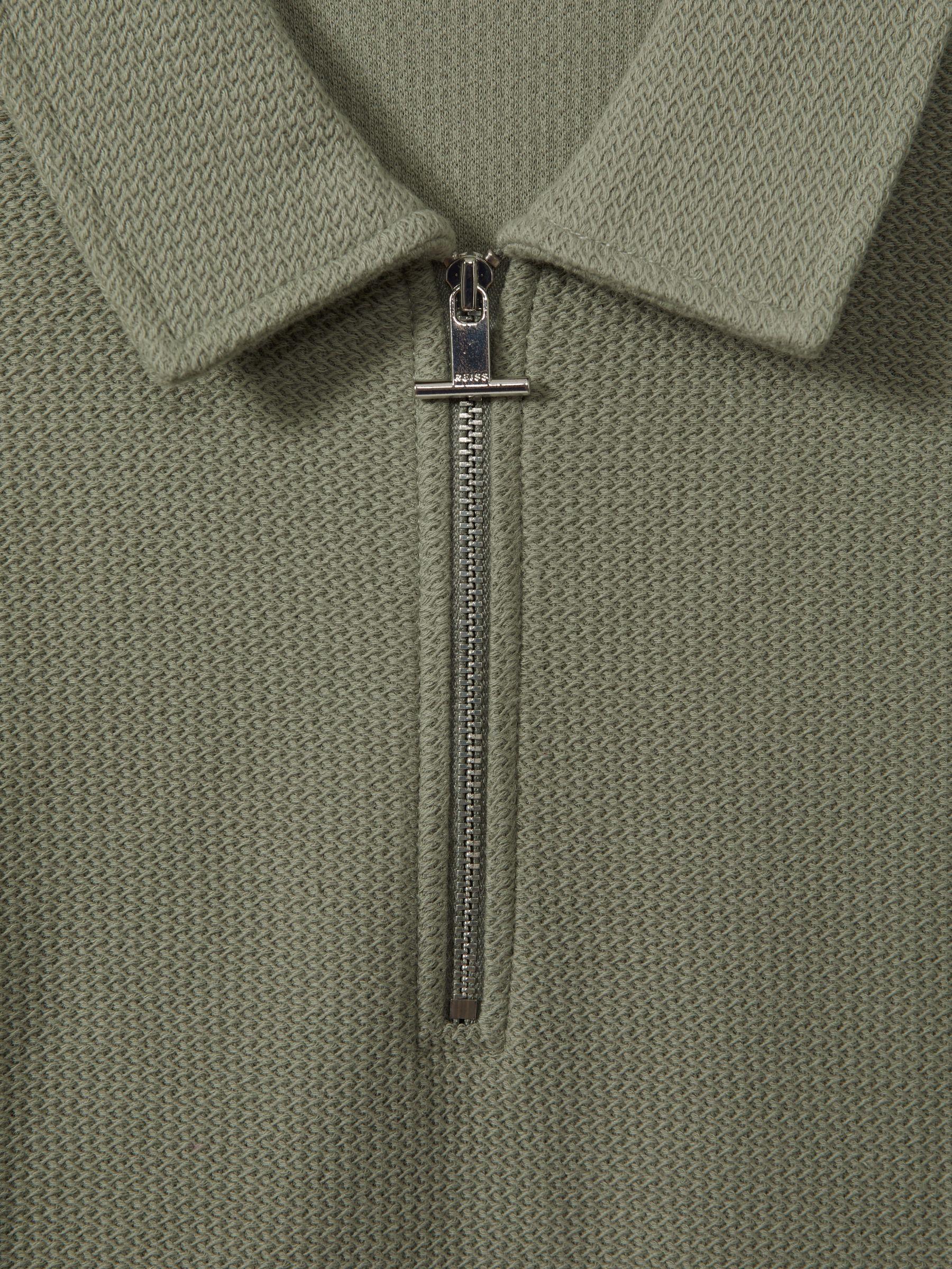 Textured Cotton Half-Zip Polo Shirt in Pistachio Product Image