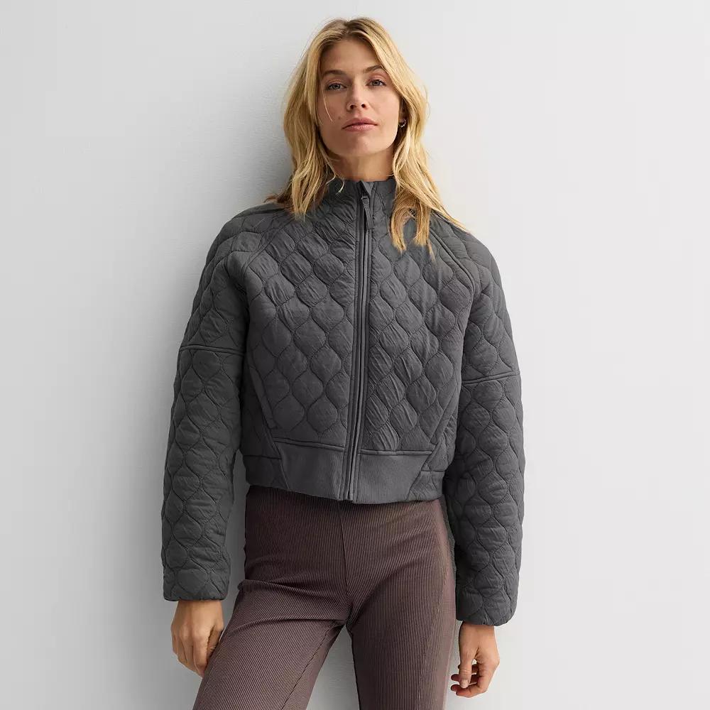 Women's FLX Cropped Quilted Jacket, Size: XL, Storm Black Product Image
