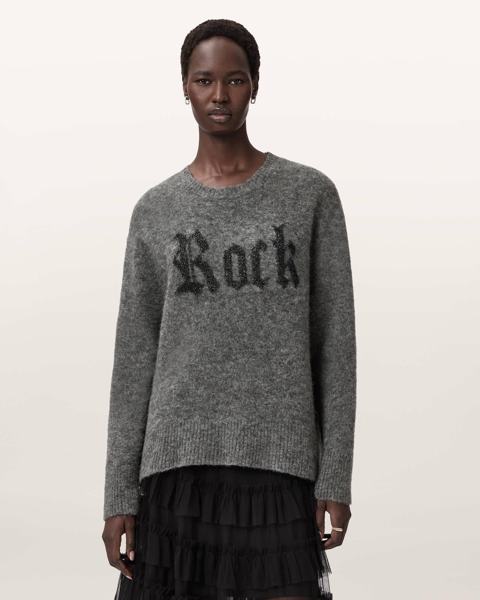 Rock Wool Sweater METALLIC/CHARCOAL | ALLSAINTS US Product Image