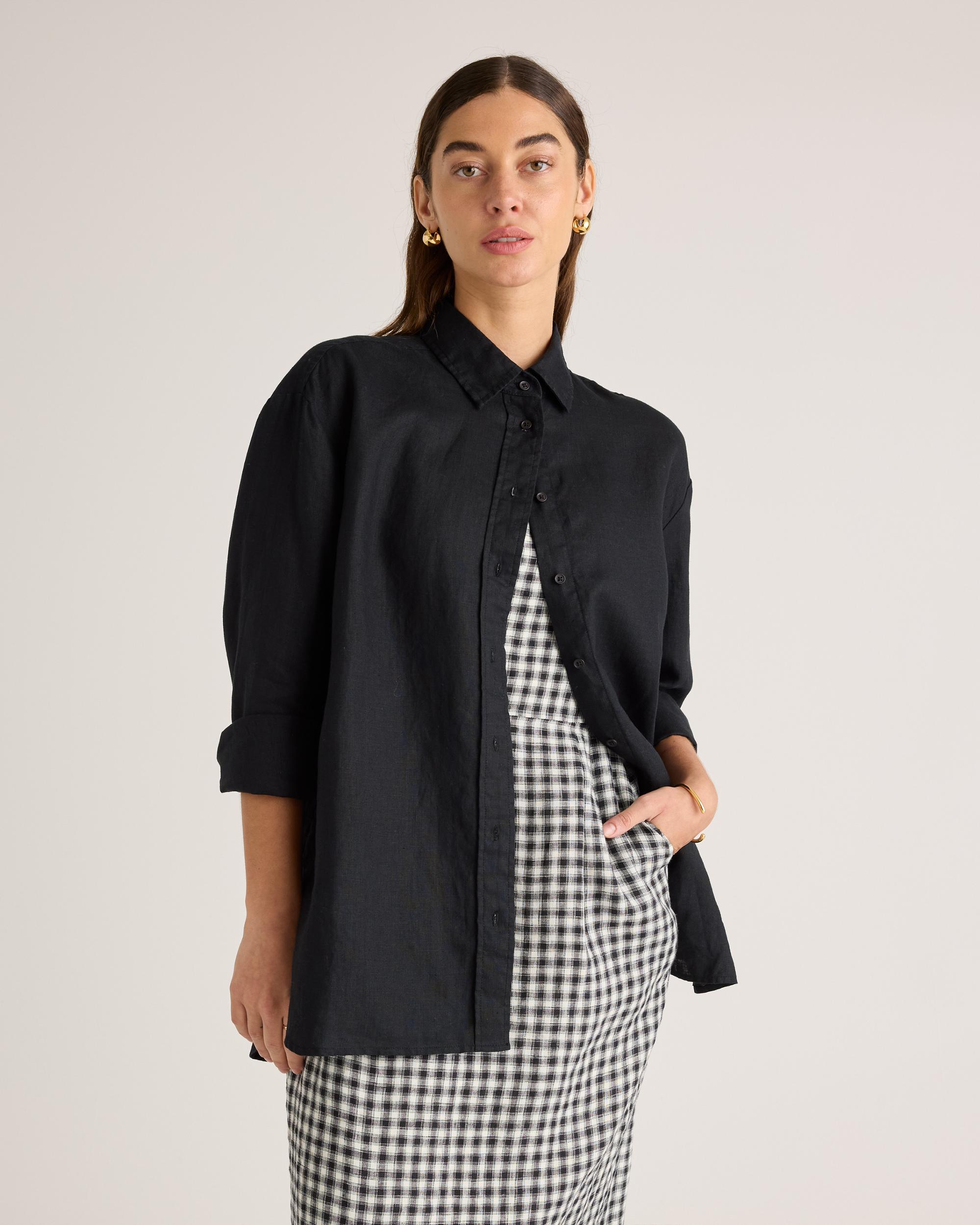 Quince | Women's 100% European Linen Scoop Neck Midi Dress Product Image