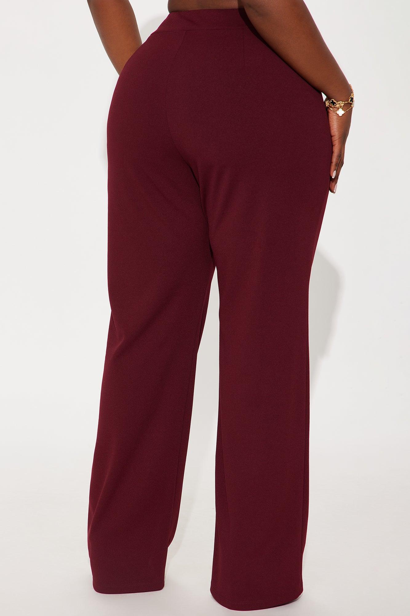 Office Tea Straight Leg Trouser Pant - Burgundy Product Image