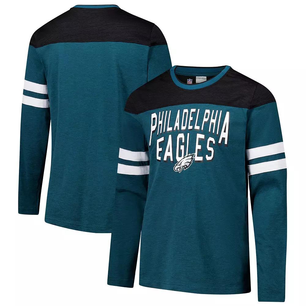 Men's G-III Sports by Carl Banks Midnight Green/Black Philadelphia Eagles Adaptive Hail Mary Long Sleeve T-Shirt,  Product Image