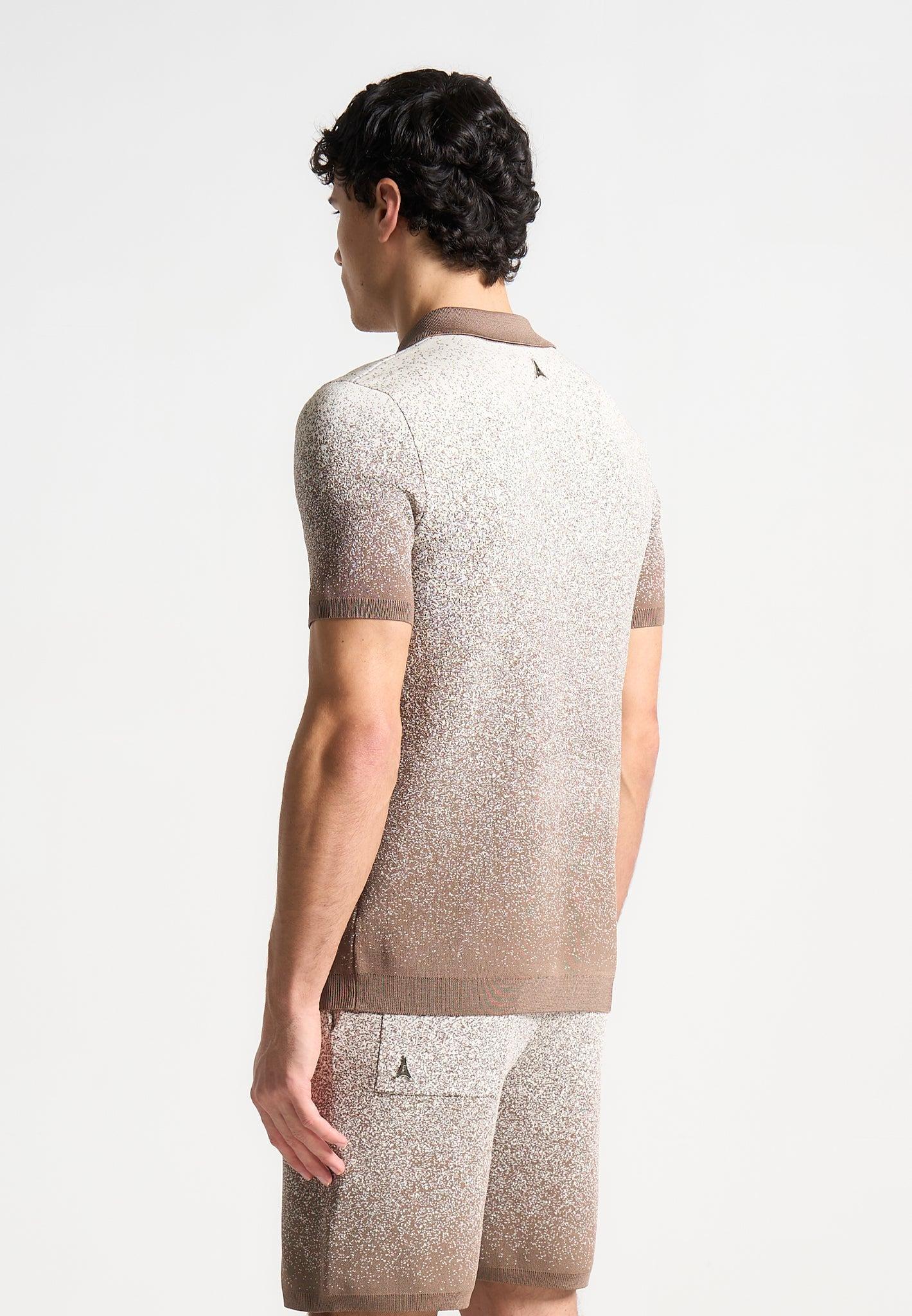 Ombré Knit Polo Top - Taupe/White Male Product Image