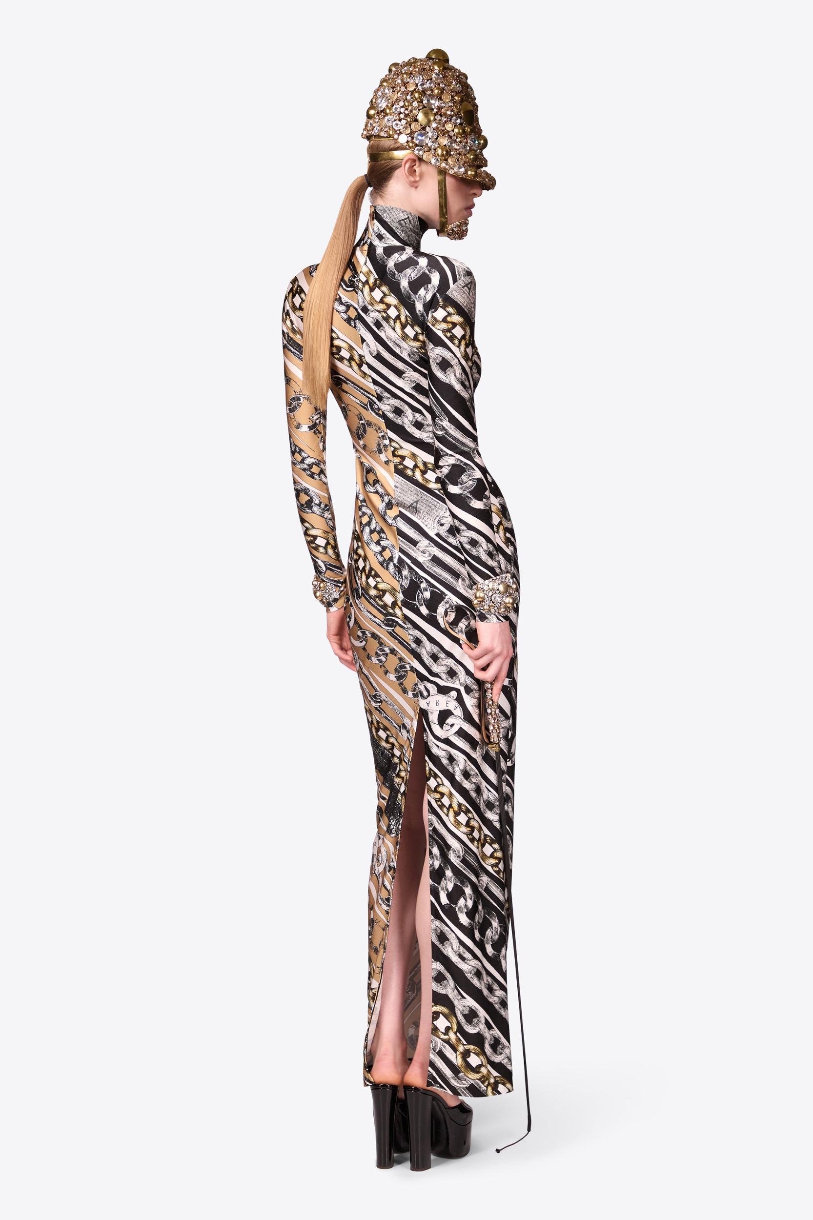Chain Printed Long Sleeve Maxi Dress Product Image