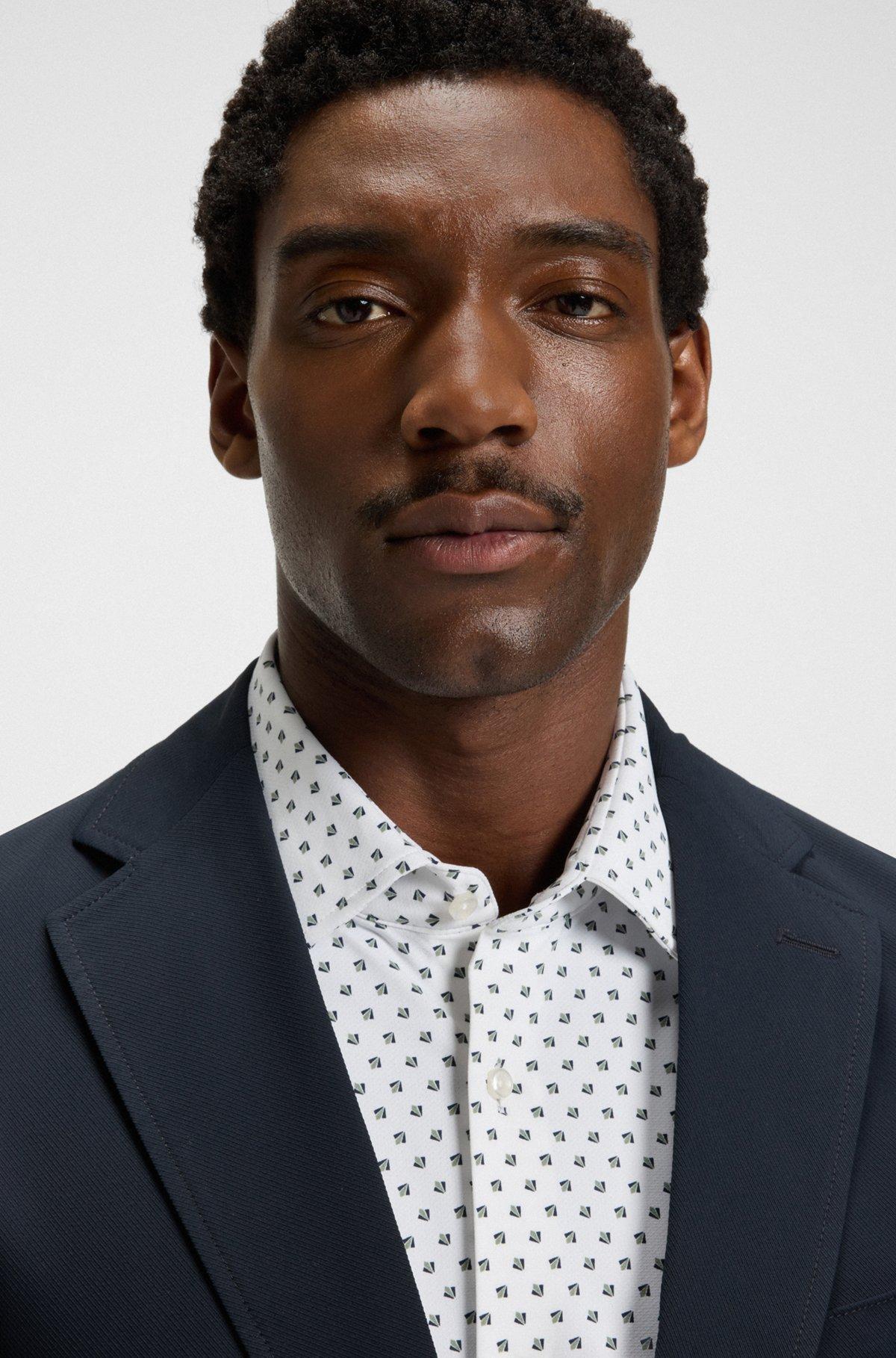 BOSS - Packable slim-fit blazer in water-repellent stretch fabric - Dark Blue Product Image