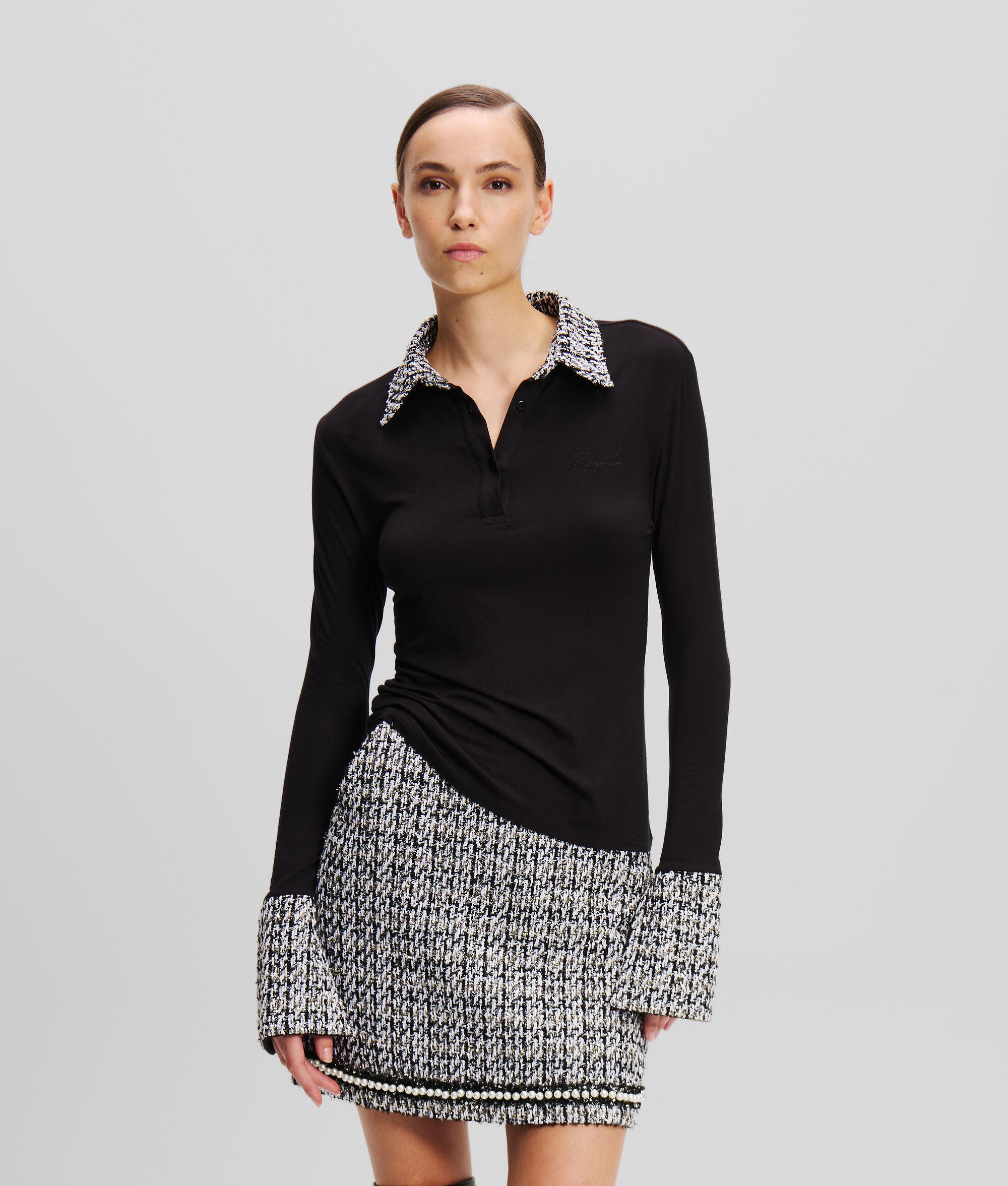 LONG-SLEEVED BOUCLÉ POLO SHIRT Product Image