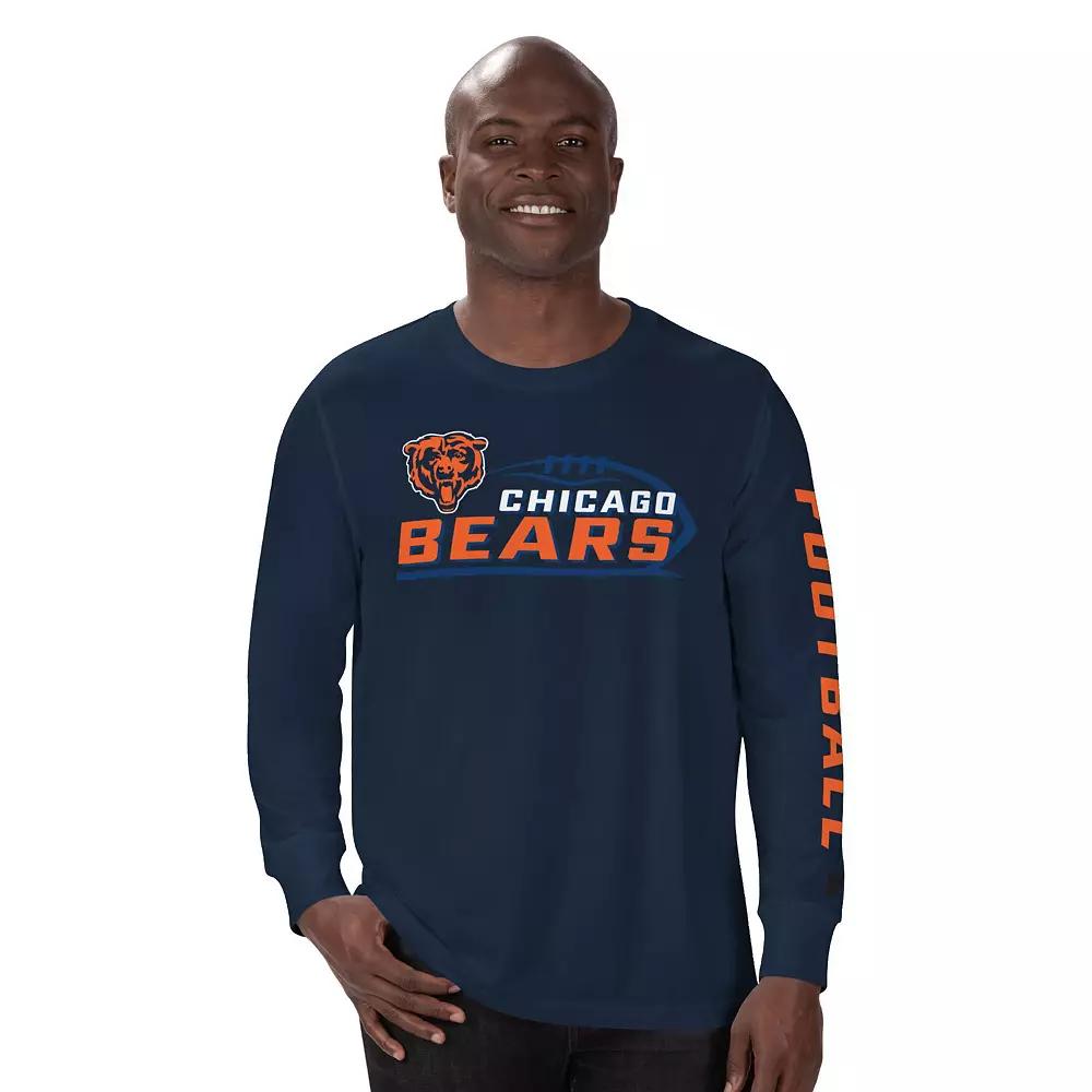 Men's Starter Navy Chicago Bears Half Time Long Sleeve T-Shirt,  Product Image