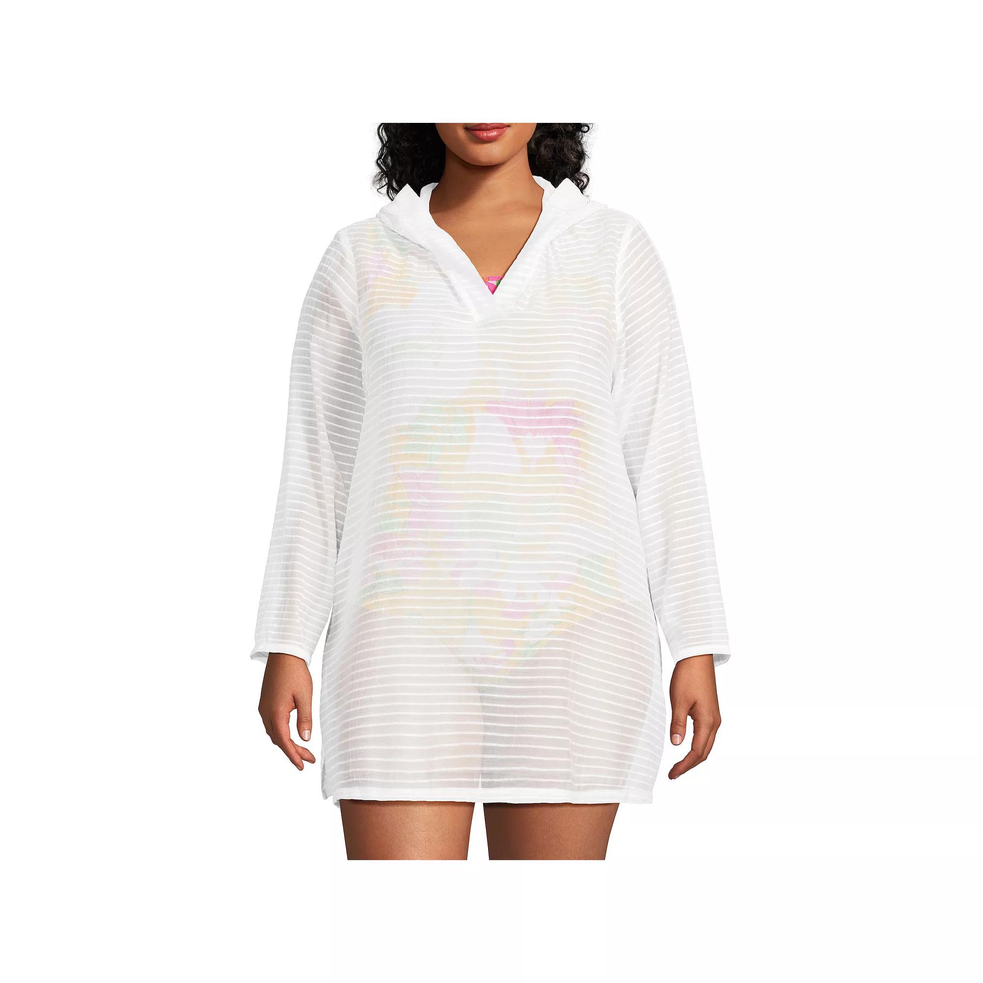 Plus Size Lands' End Rib Hooded Mini Swim Cover-Up Dress, Women's, Size: 1XL, Icy Mint Green Product Image