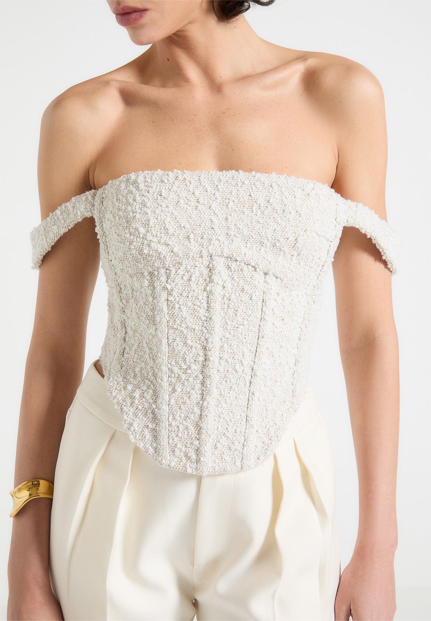 Bonnie - Boucle Bardot Corset Top - Off White Female Product Image