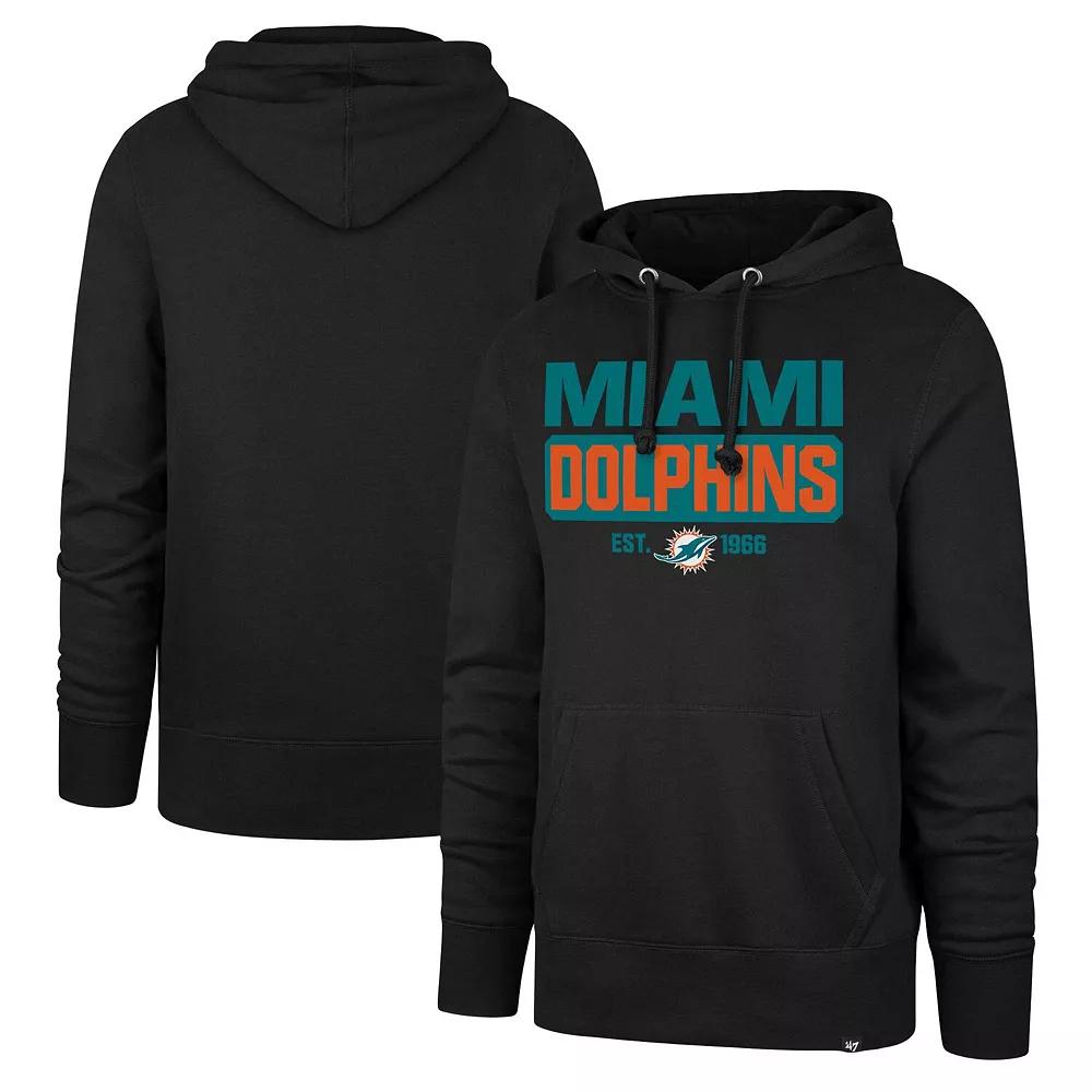 Men's '47 Black Miami Dolphins Box Out Headline Pullover Hoodie,  Product Image