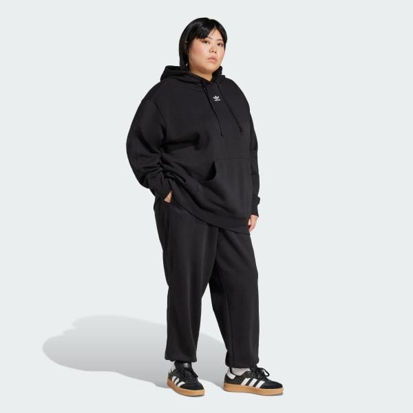 adidas Essentials Oversized Fleece Hoodie (Plus Size) Black 1X Womens Product Image