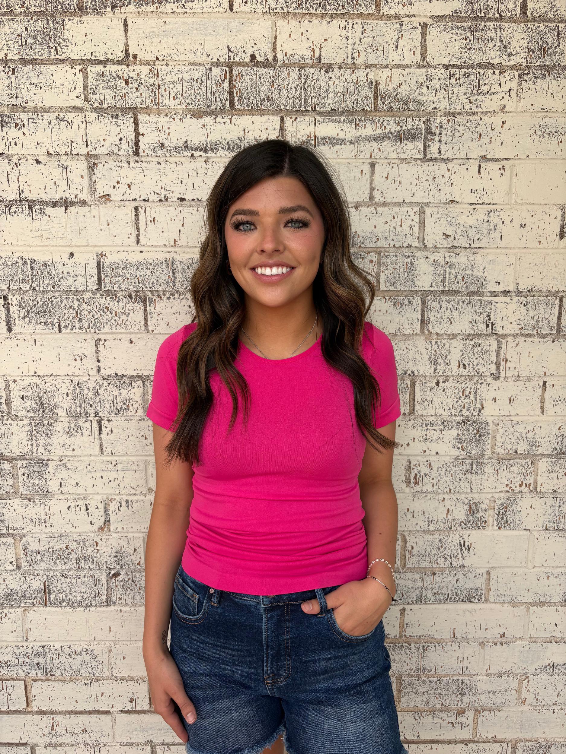 Seamless Round Neck Short Sleeve Top - 5 Colors Product Image