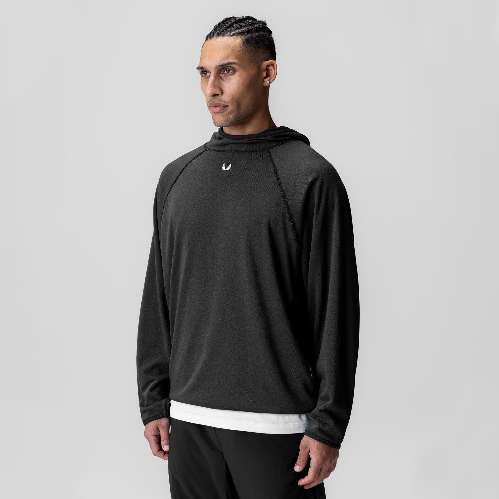 1054. Towel Terry Reversible Hoodie - Black Product Image