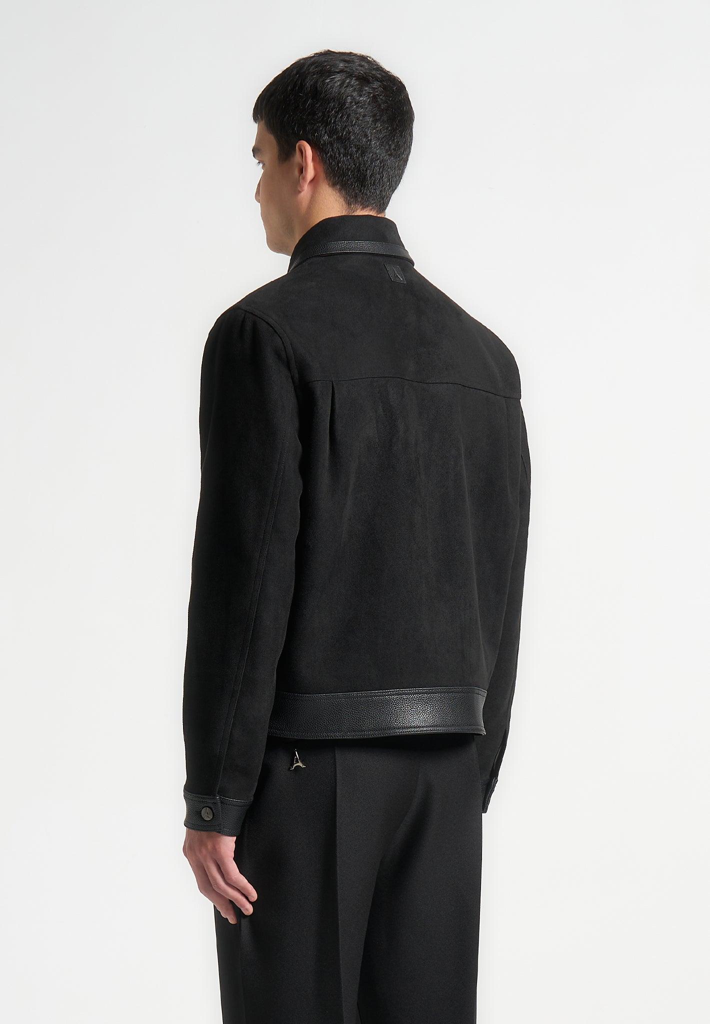 Suede & Pebbled Leather Jacket - Black Male Product Image
