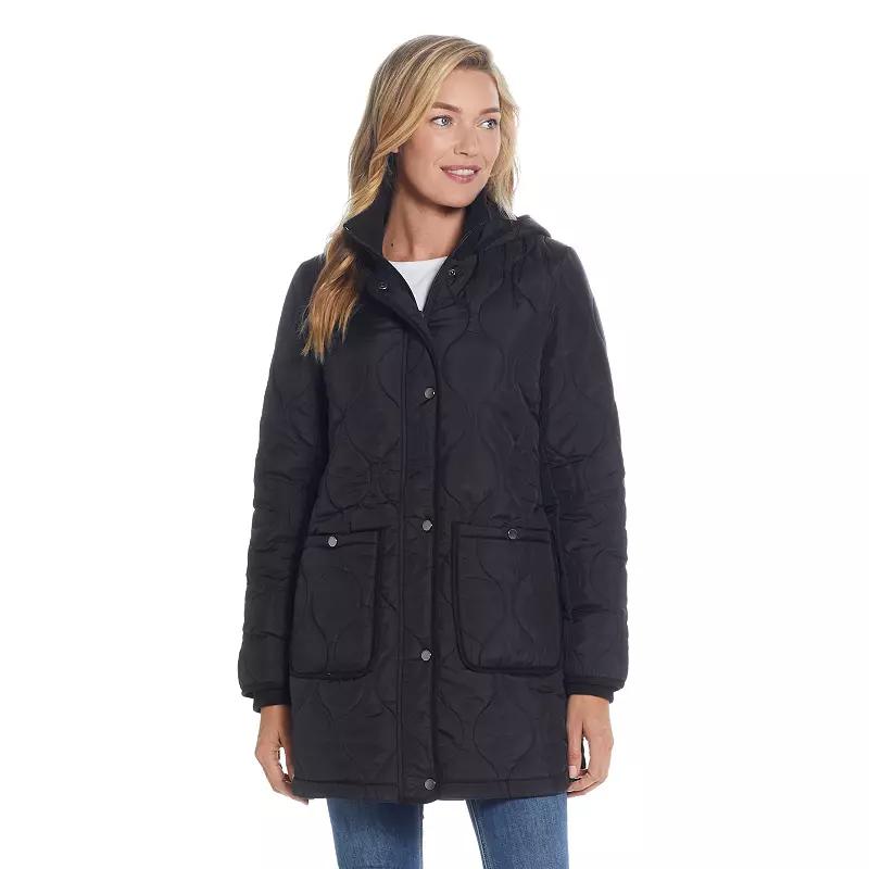 Women's Weathercast Hood Ribbed-Trim Quilted Walker Jacket,  Product Image