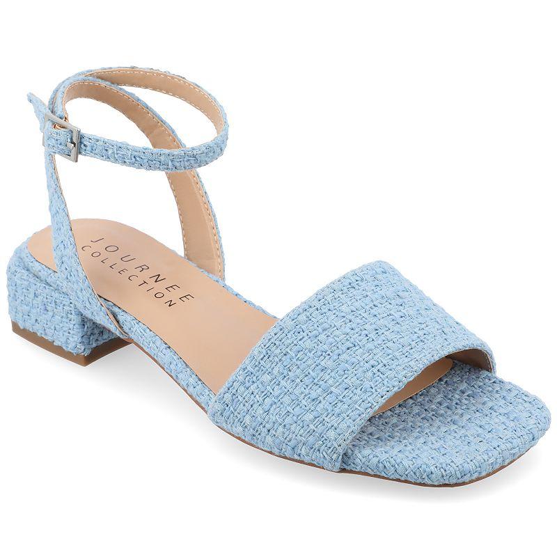 Journee Adleey Women's Tweed Low Block Heel Sandals,  Product Image