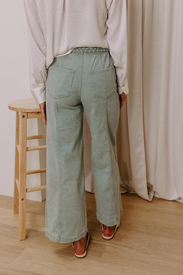 The Julie High Waist Wide Leg Jean in Sage Product Image