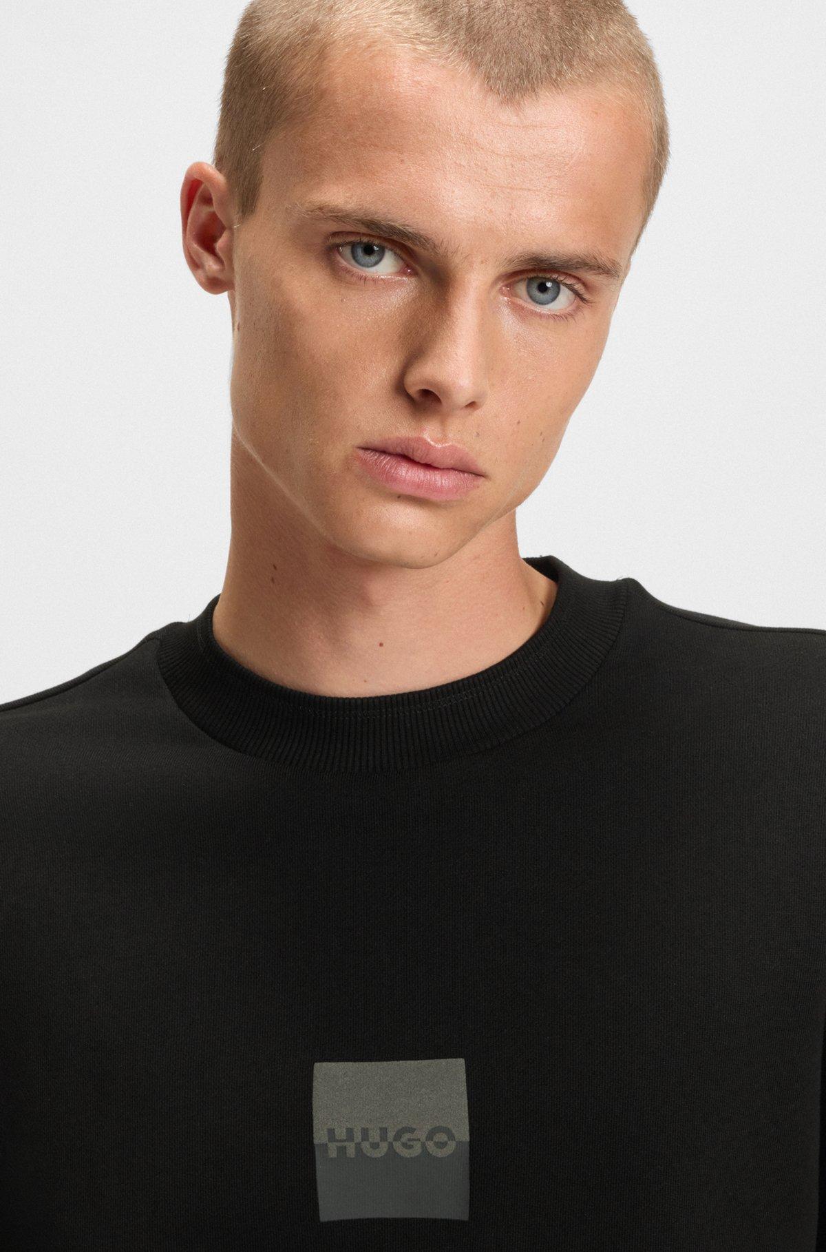 Cotton-terry sweatshirt with split logo Product Image