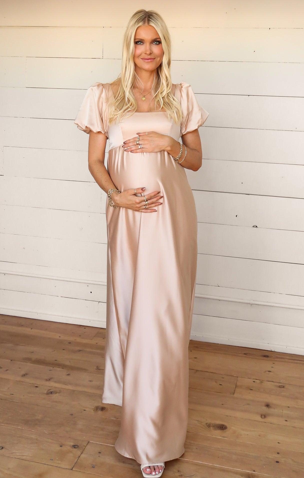 Nora Maxi Dress ~ Champagne Luxe Satin Product Image