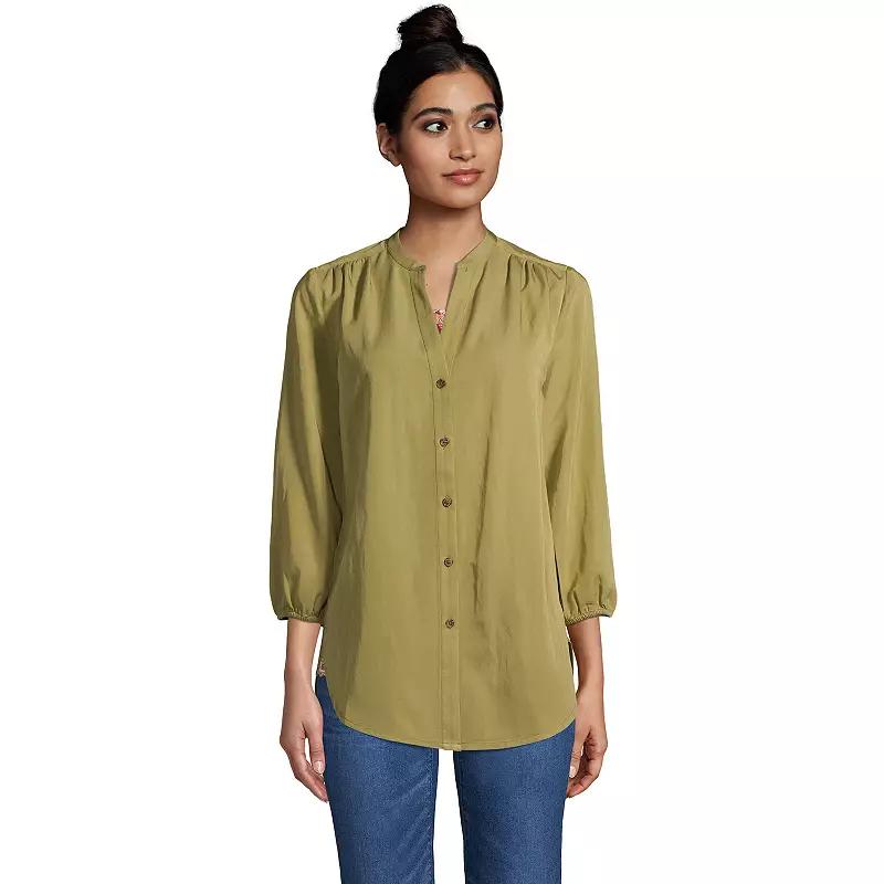 Womens Lands End Peached Tunic Shirt Simply Green Product Image