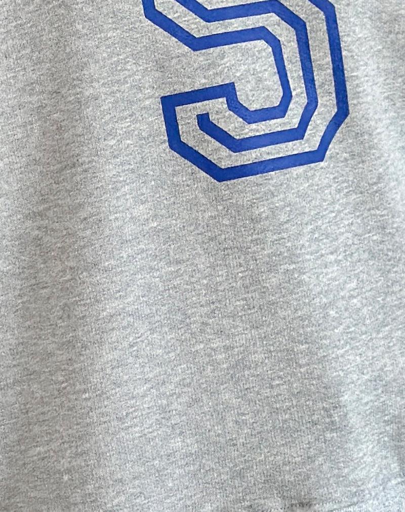 Govel Sweatshirt in Grey Marl with Cobalt Blue 5 Motif Female Product Image