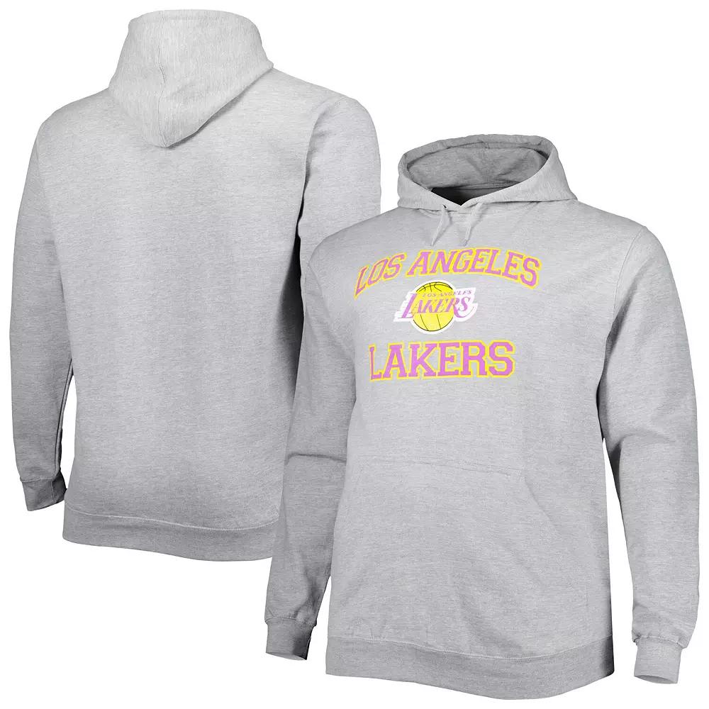 Men's Heathered Gray Los Angeles Lakers Big & Tall Heart & Soul Pullover Hoodie,  Product Image