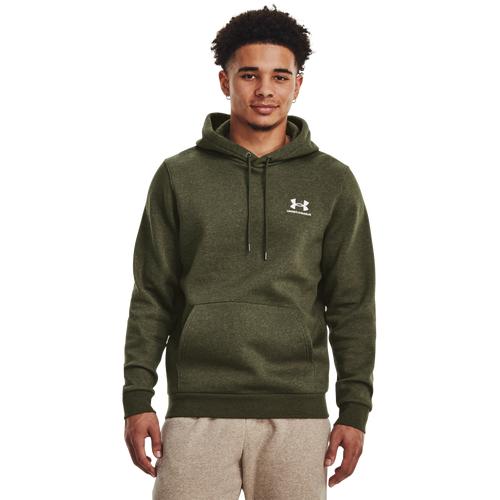 Under Armour Mens Under Armour Essential Fleece Hoodie - Mens Marine Od Green/White Product Image