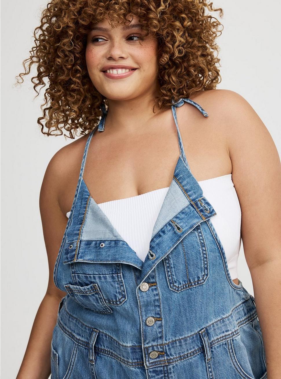 Button Front Denim Overall Product Image