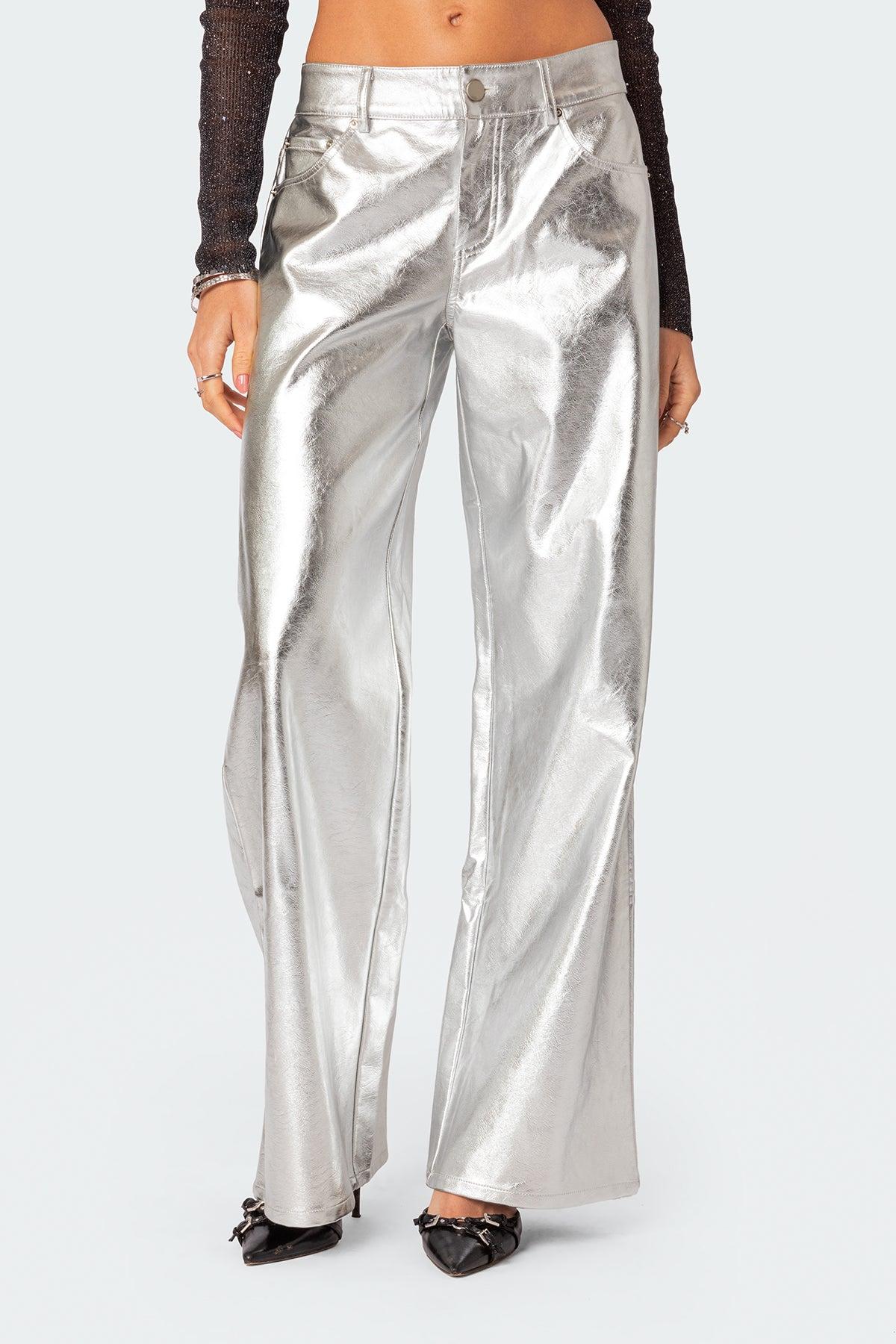 Kim Metallic Faux Leather Pants Product Image