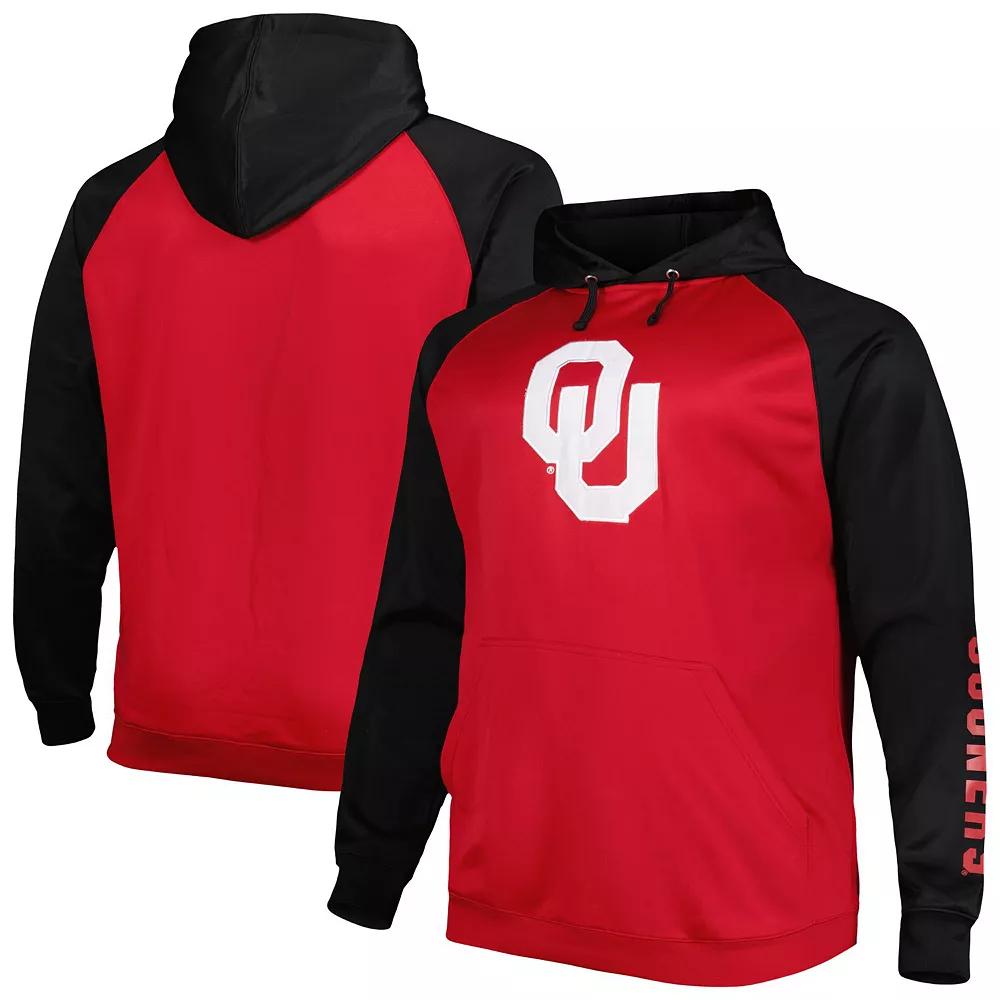 Men's Crimson Oklahoma Sooners Big & Tall Raglan Fleece Pullover Hoodie, Size: 2XB, Red Product Image