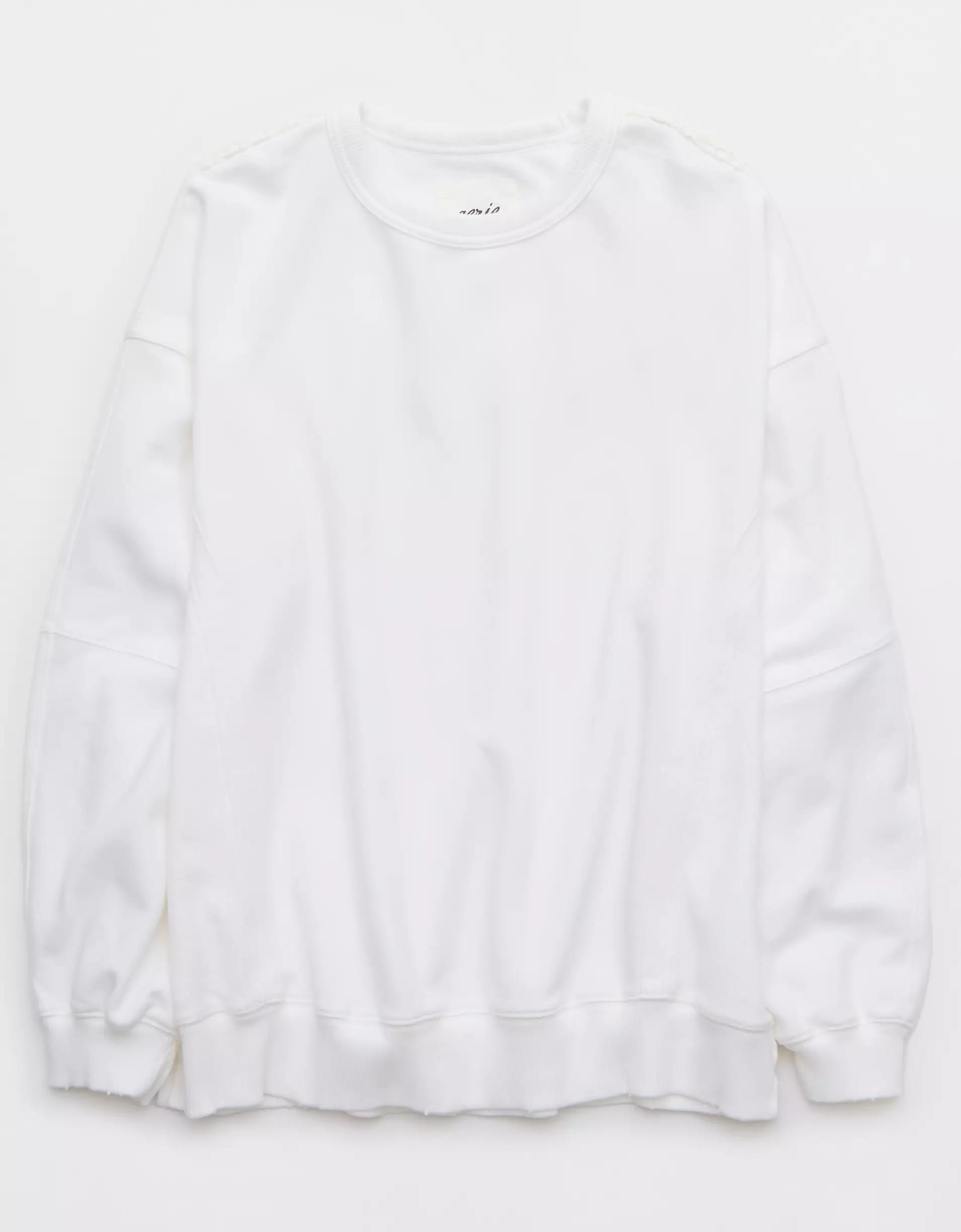 Aerie Keep It Light Crochet Crew Sweatshirt Product Image