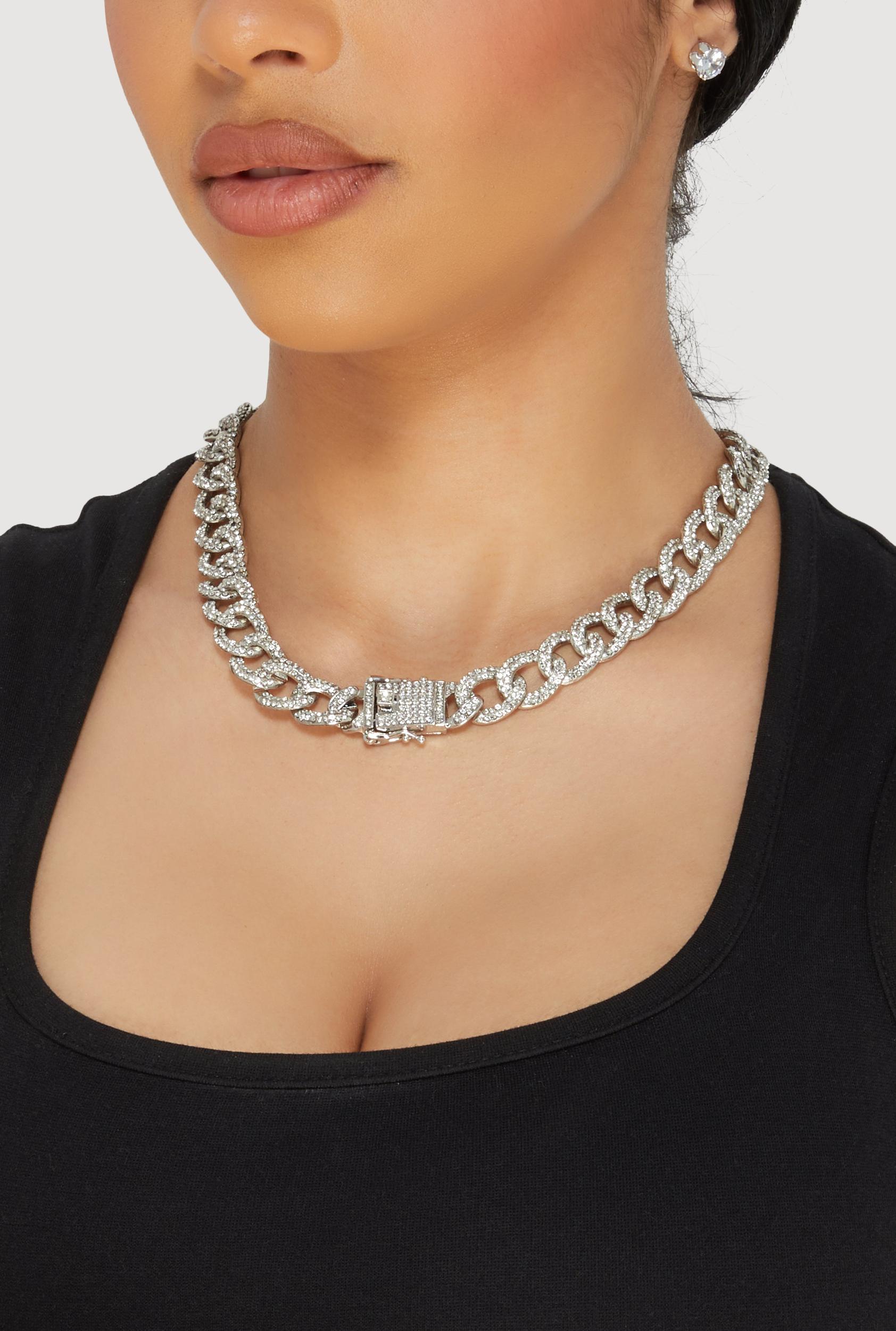 Box Clasp Chain Link Necklace and Stud Earrings Unisex Product Image