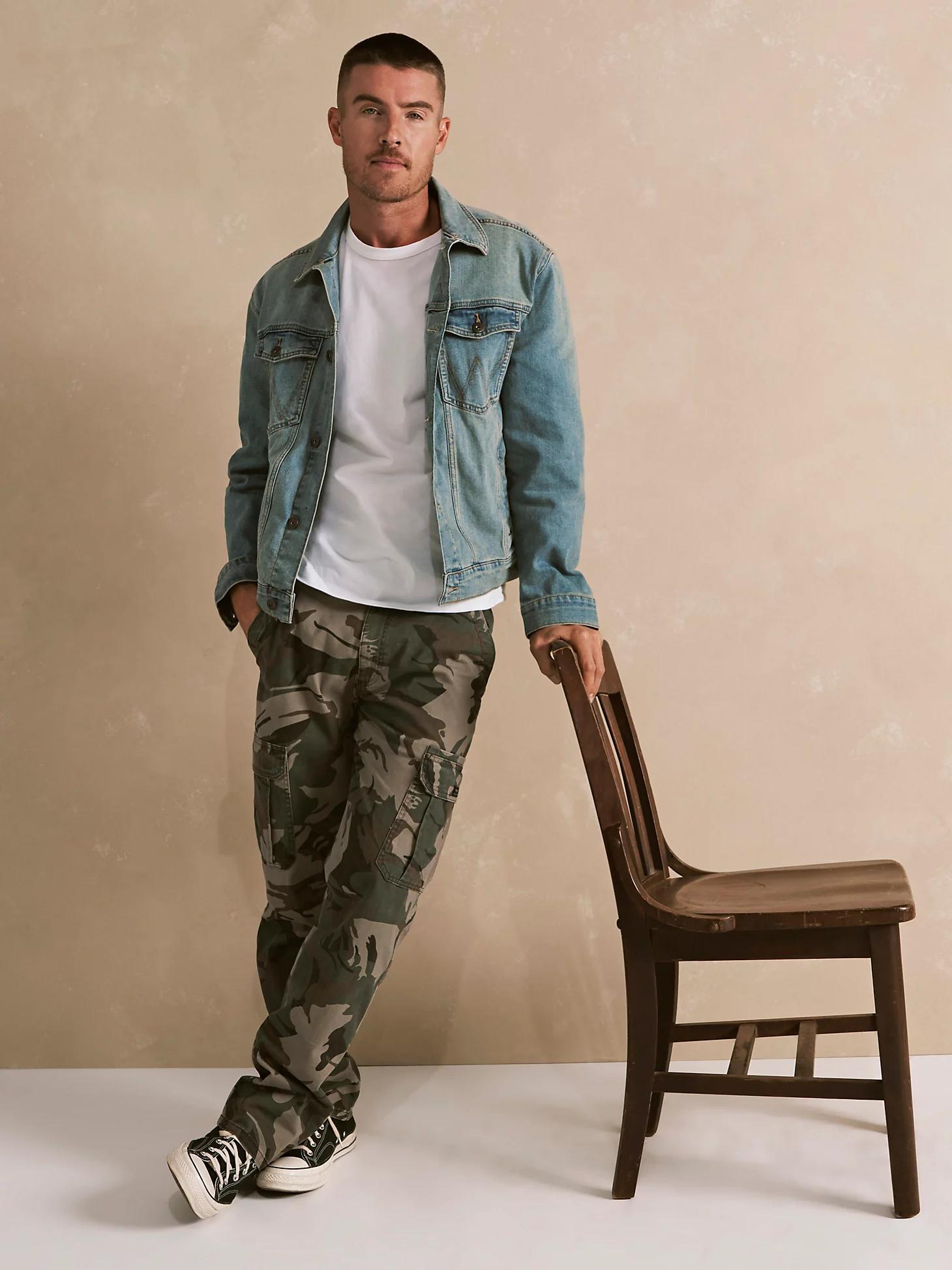 Men's Wrangler® Classic Denim Trucker Jacket | Men's JACKETS & OUTERWEAR | Wrangler® Product Image