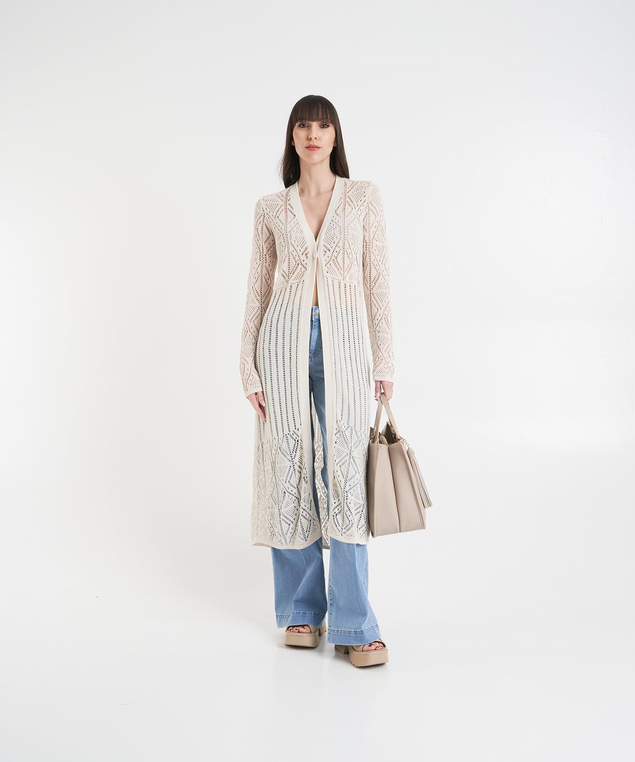 Long lace crochet cardigan Product Image