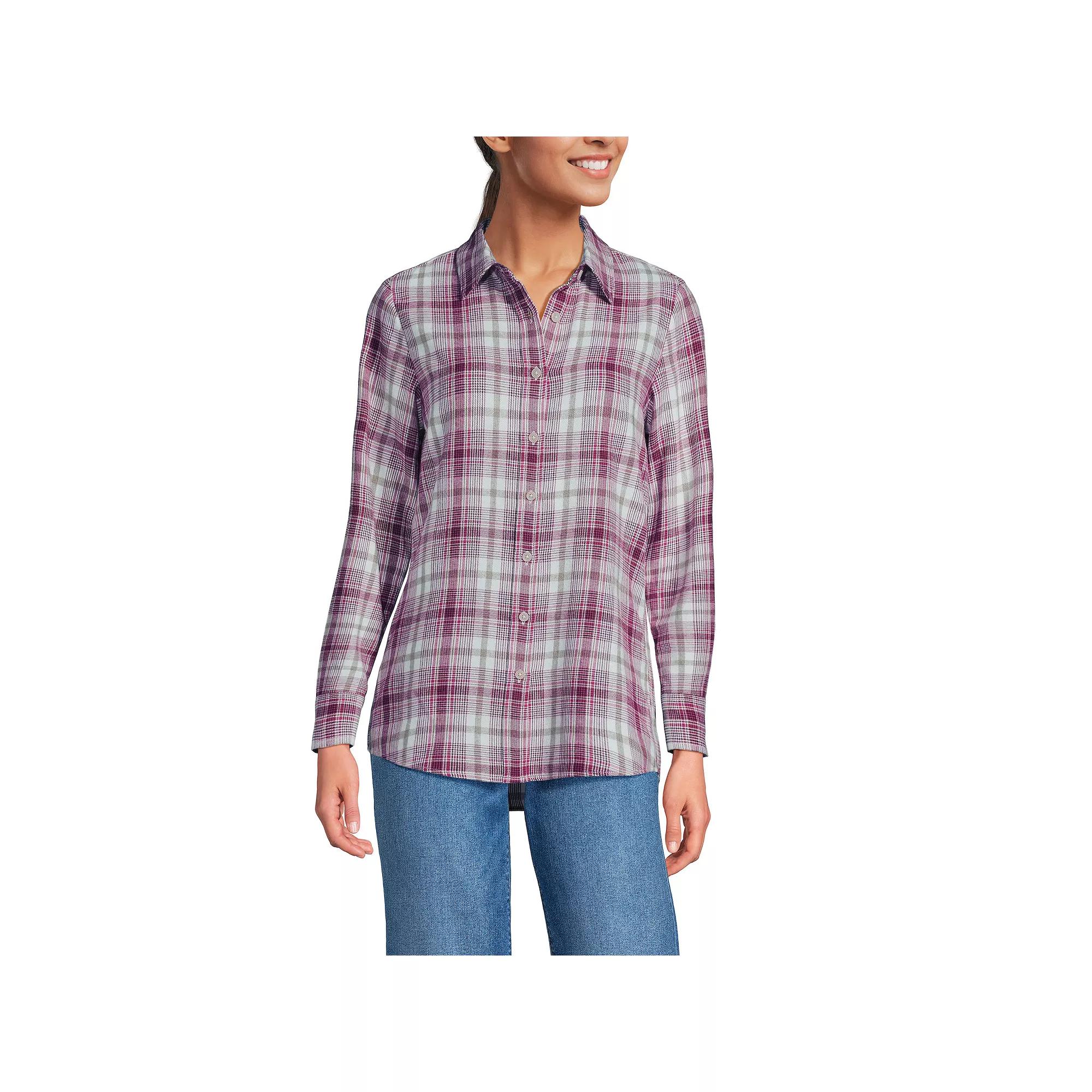 Women's Lands' End Flannel Boyfriend Shirt,  Product Image
