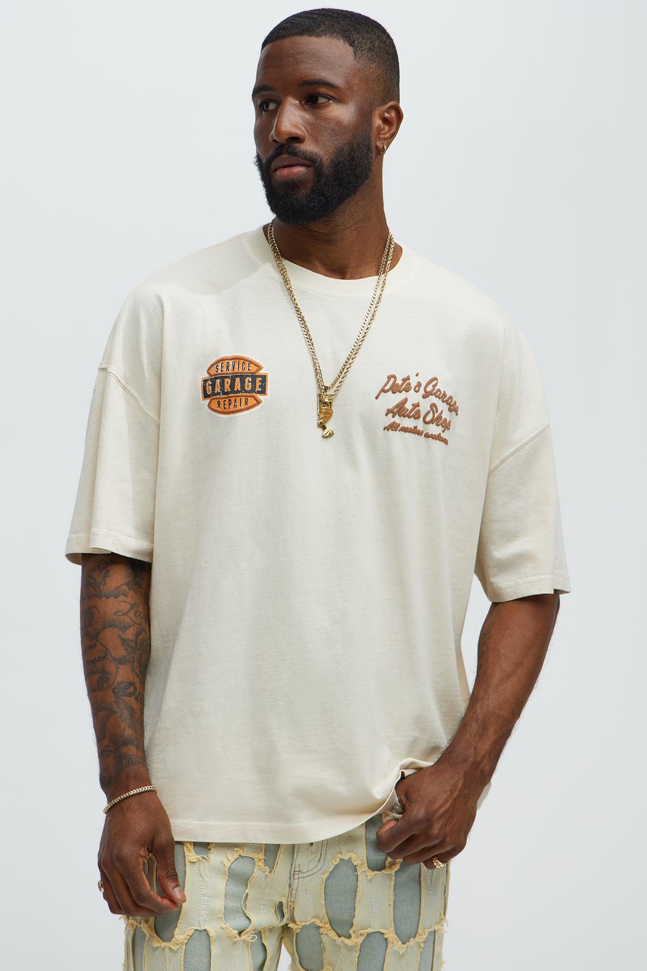 Pete's Garage Oversized Short Sleeve Tee - Cream Male Product Image