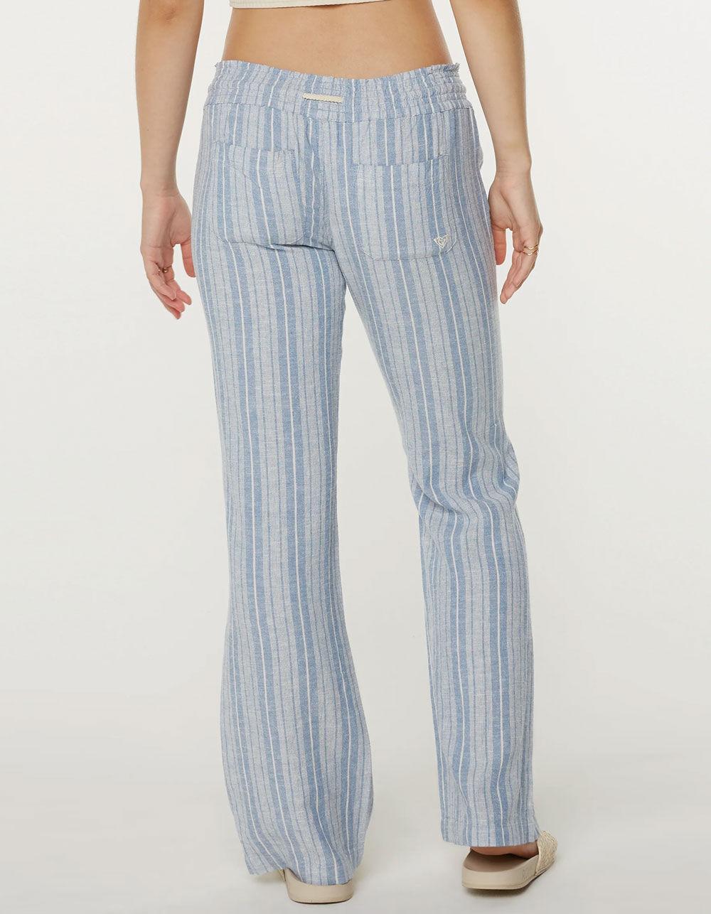 ROXY Oceanside Stripe Womens Flared Beach Pants - BLUE Product Image