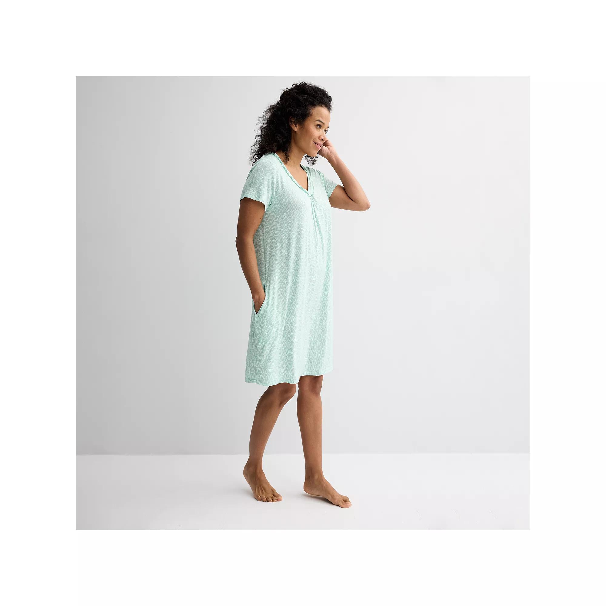 Women's Croft & Barrow® Print Short Sleeve Nightgown, Size: Medium, Visionary Geo Product Image