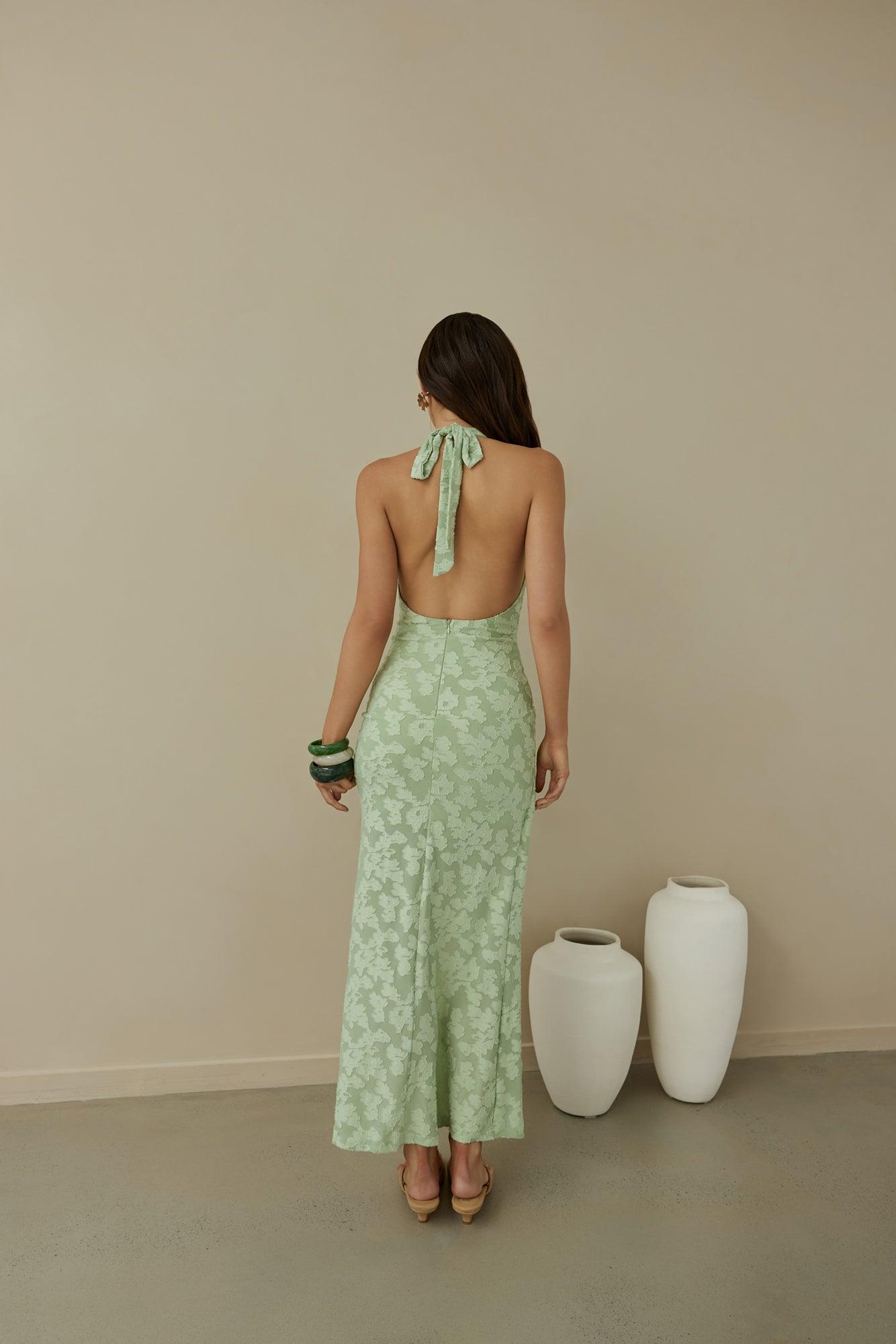 Coconut Island Halter Maxi Dress Green Product Image