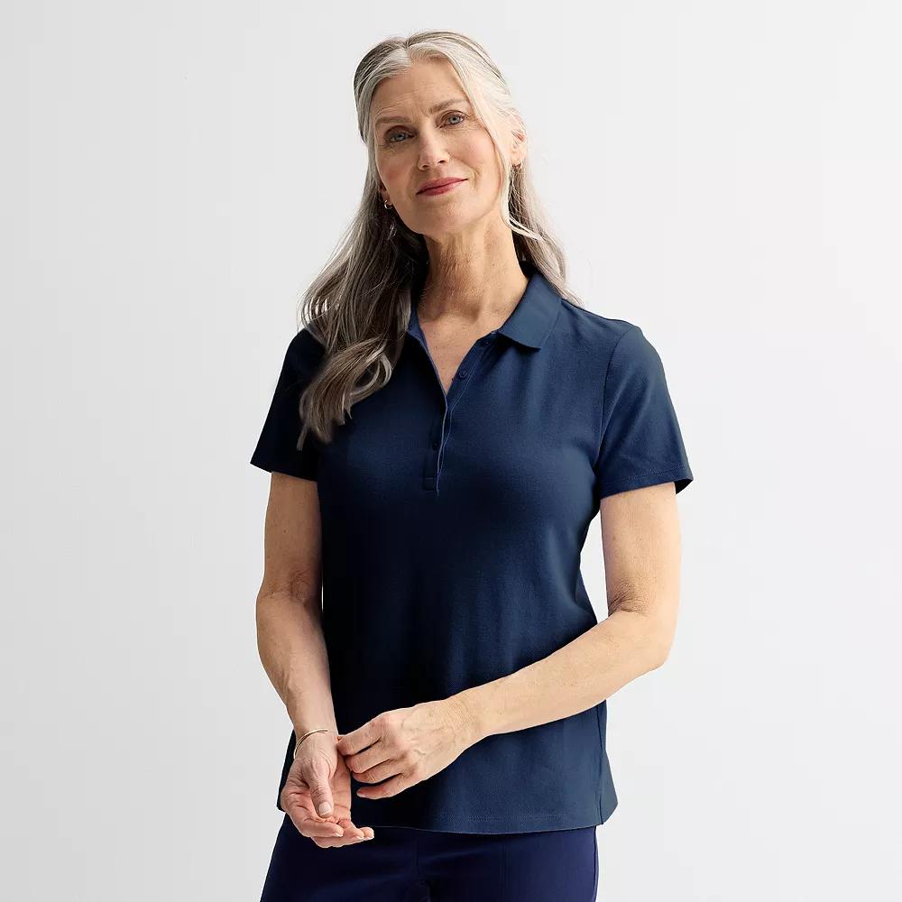 Women's Croft & Barrow® Essential Polo, Size: XS, Seattle Blue Product Image