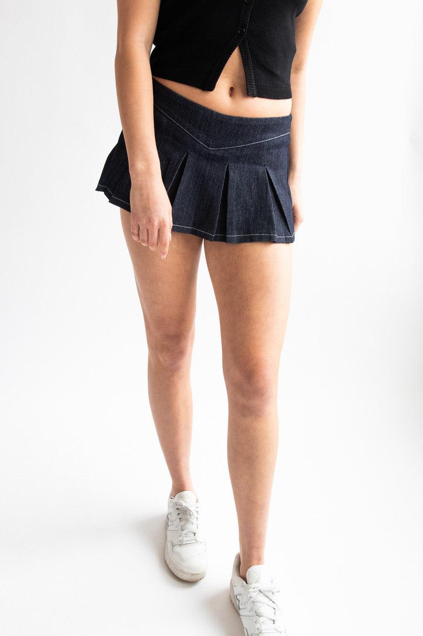 Low Rise Sparkle Denim Mini Skort Product Image