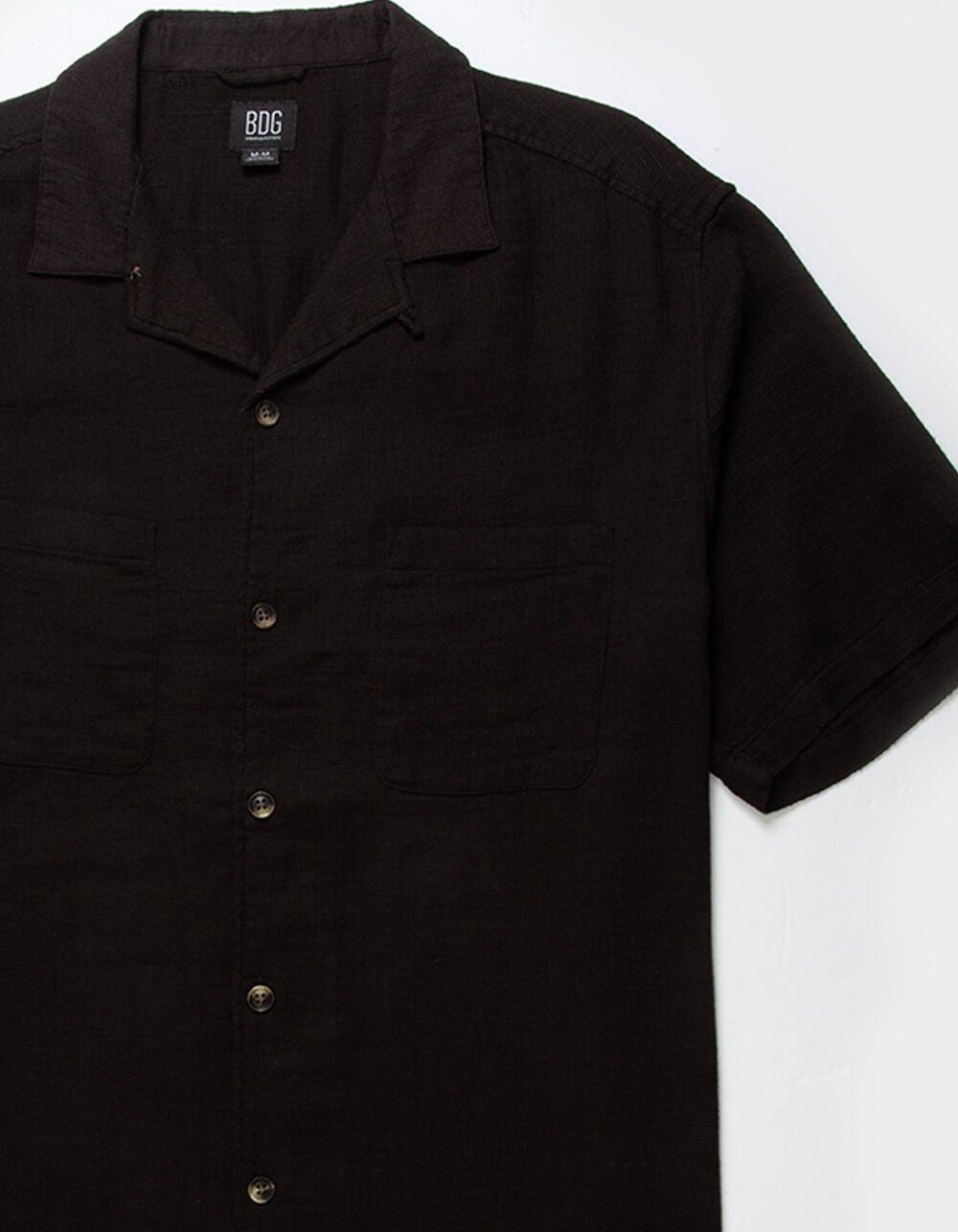 BDG Urban Outfitters Gauze Crinkle Mens Button Up Shirt - CHOCOLATE Product Image