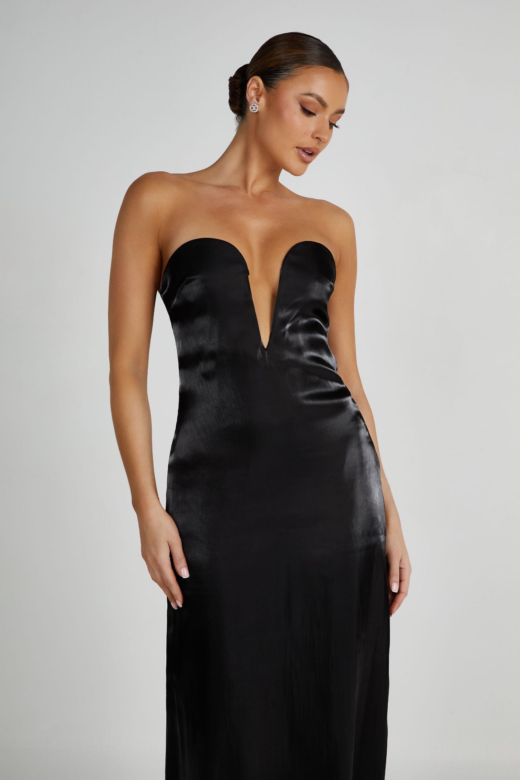 Chantelle Liquid Satin Midi Dress - Black Product Image