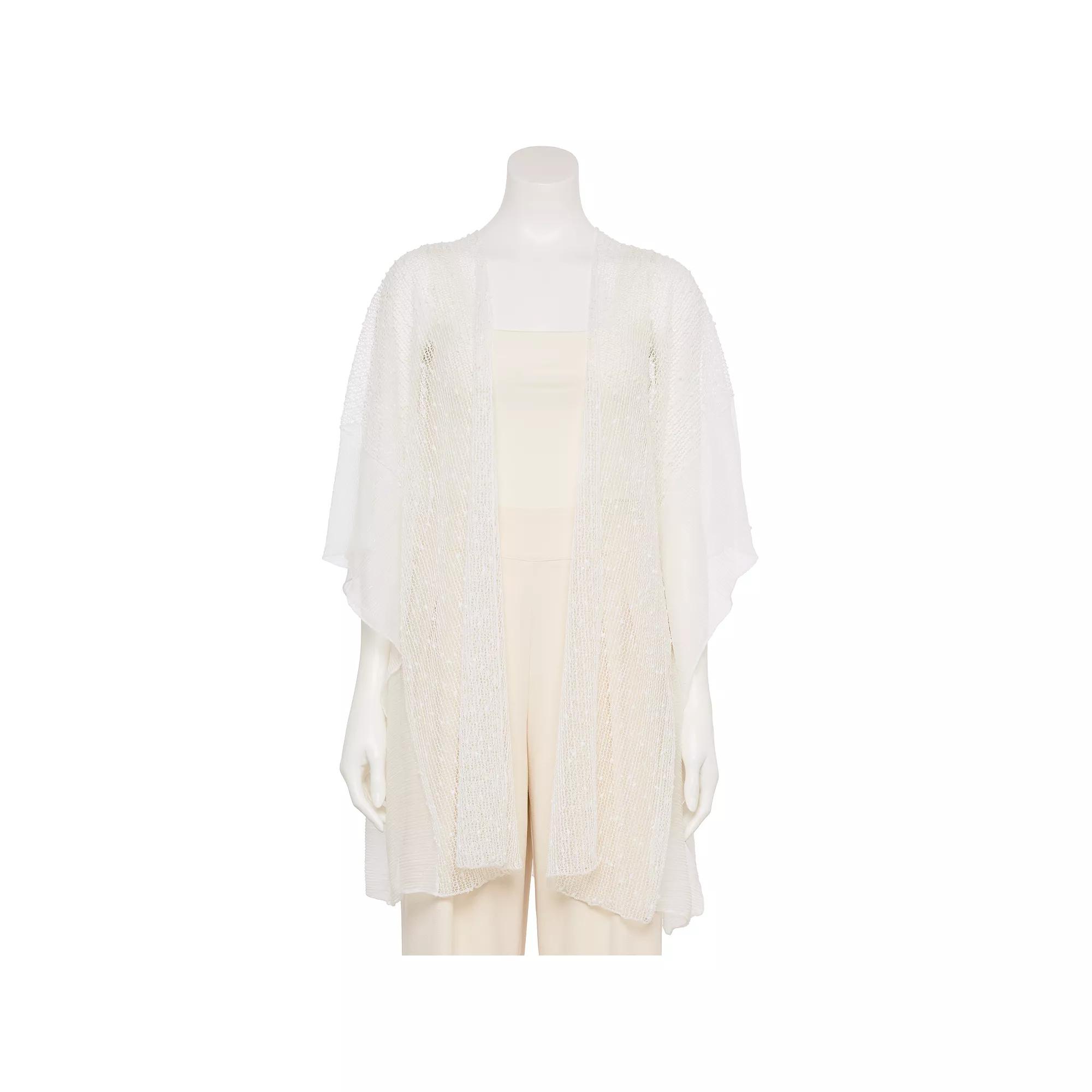 Women's CHARLOTTE DANIEL Mini Pom Pom Textured Kimono, White Product Image