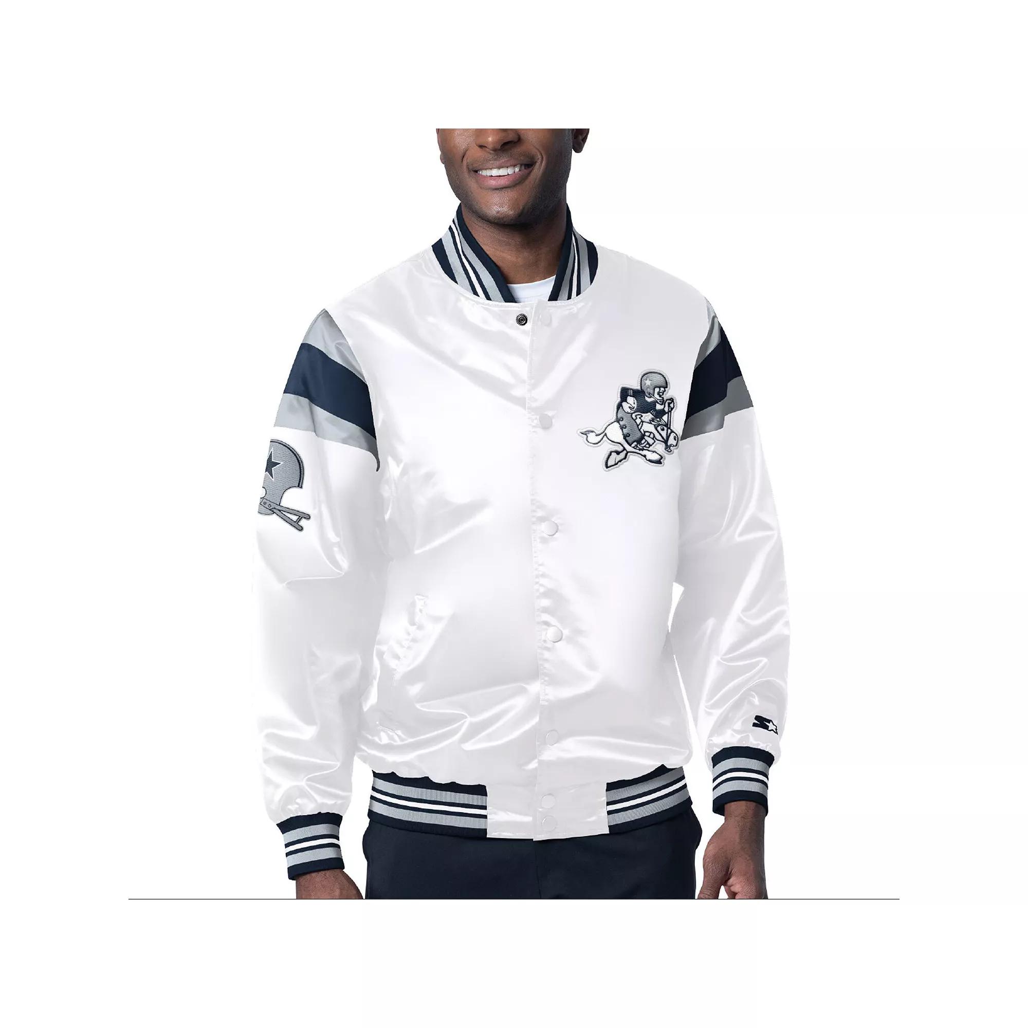 Men's Starter White Dallas Cowboys Satin Varsity Full-Snap Jacket, Size: XL Product Image