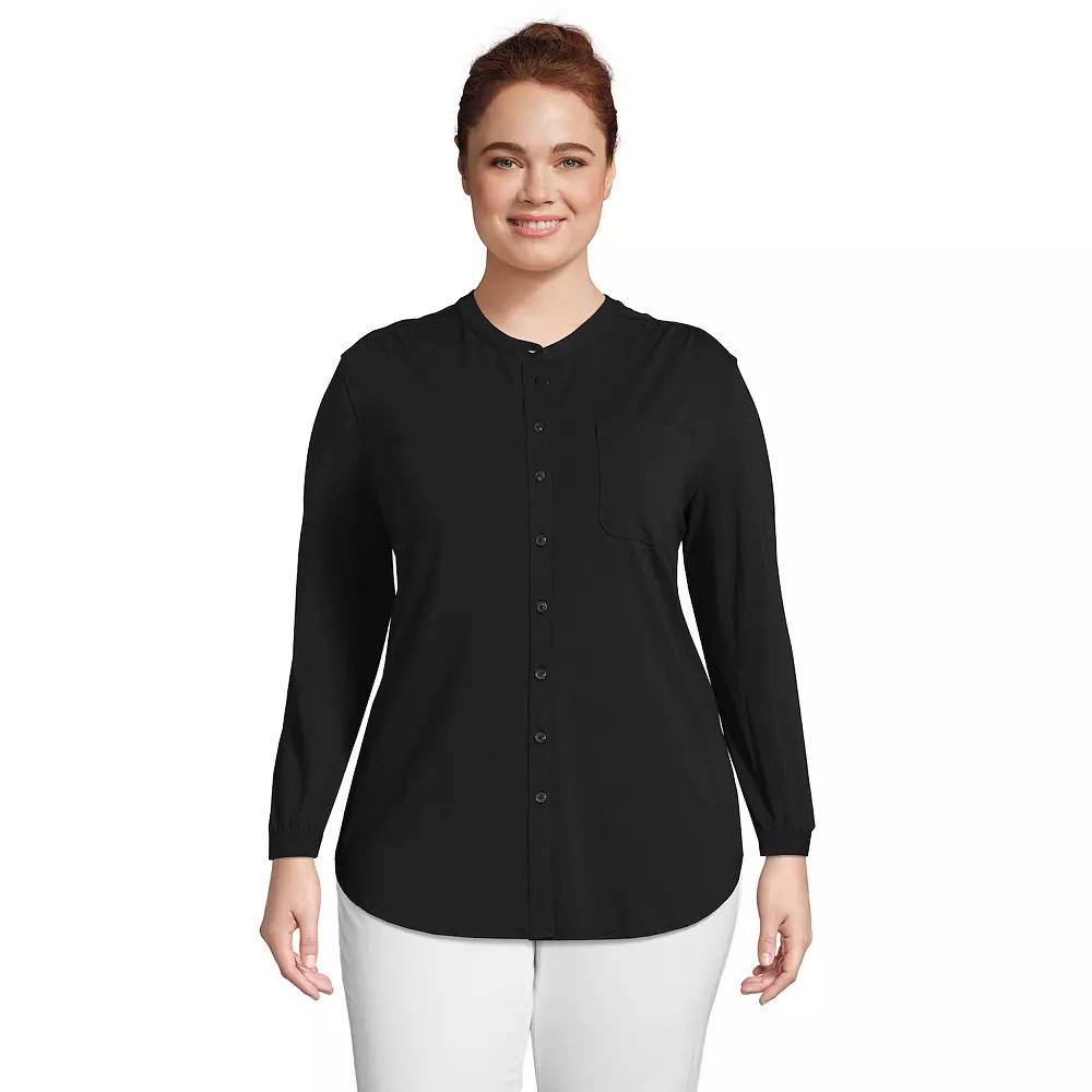 Plus Size Lands' End Long Sleeve Jersey A-line Tunic, Women's, Size: 2XL, Black Product Image